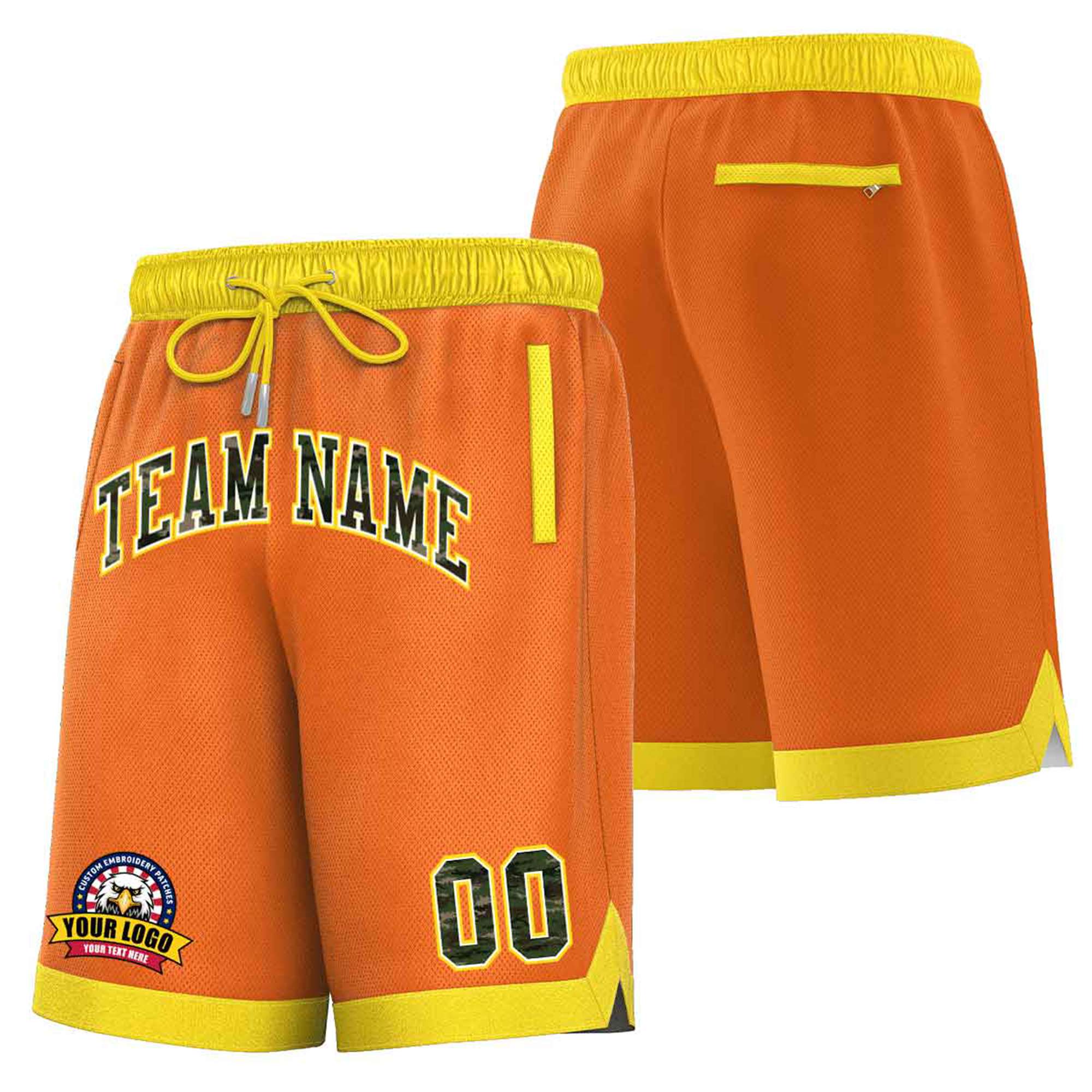 Custom Orange Gold-2 Personalized Basketball Shorts