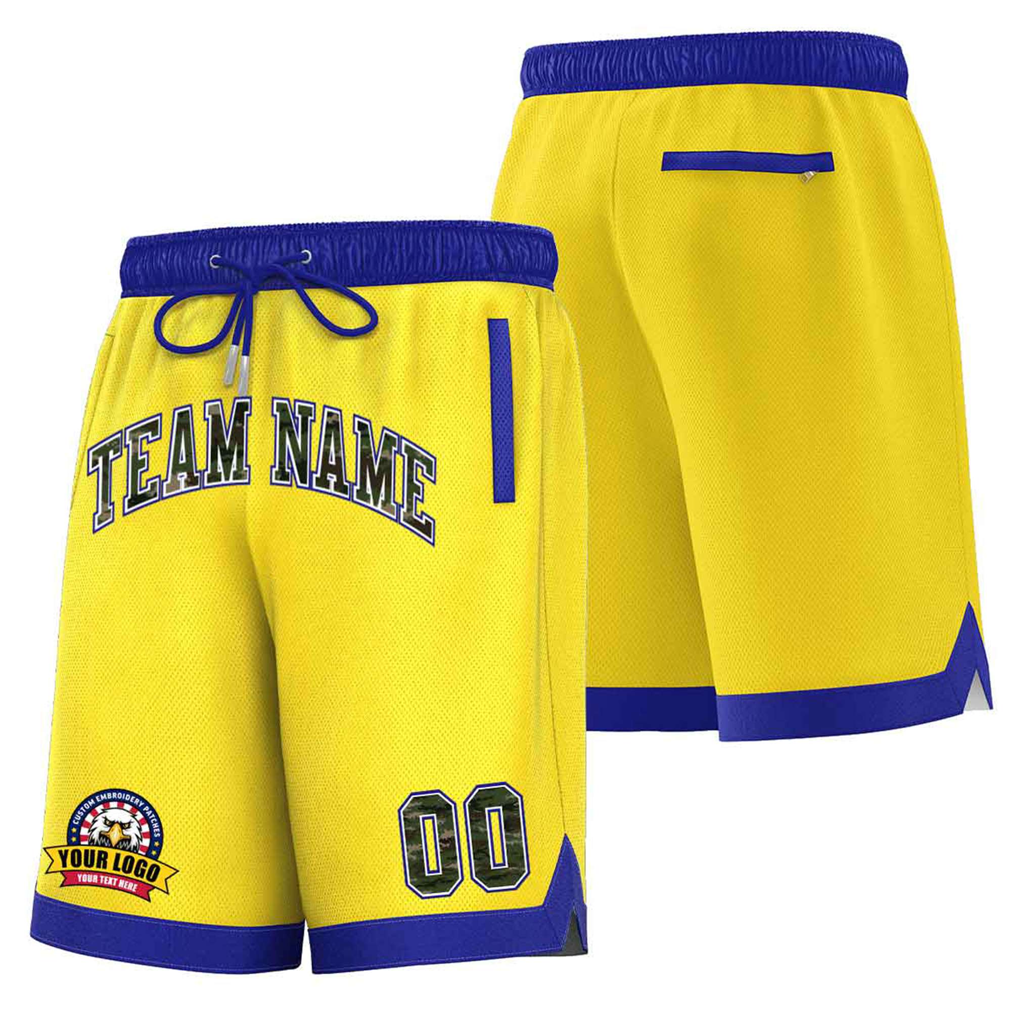 Custom Gold-2 Royal-1 Personalized Basketball Shorts