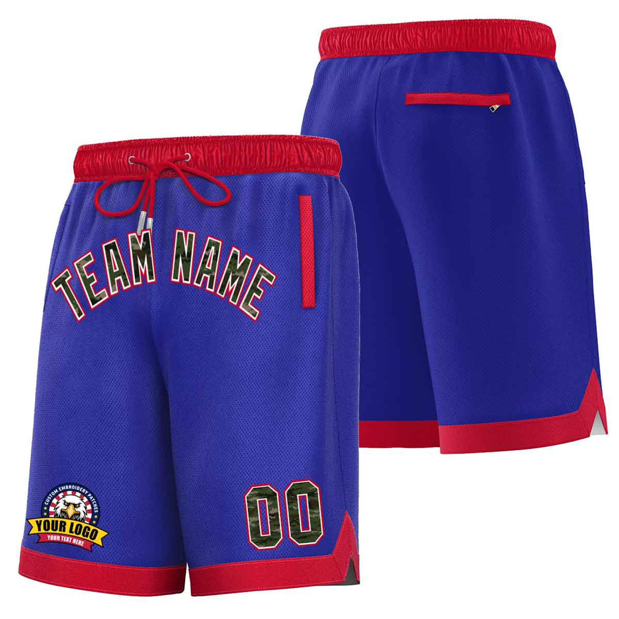 Custom Blue Red Personalized Basketball Shorts