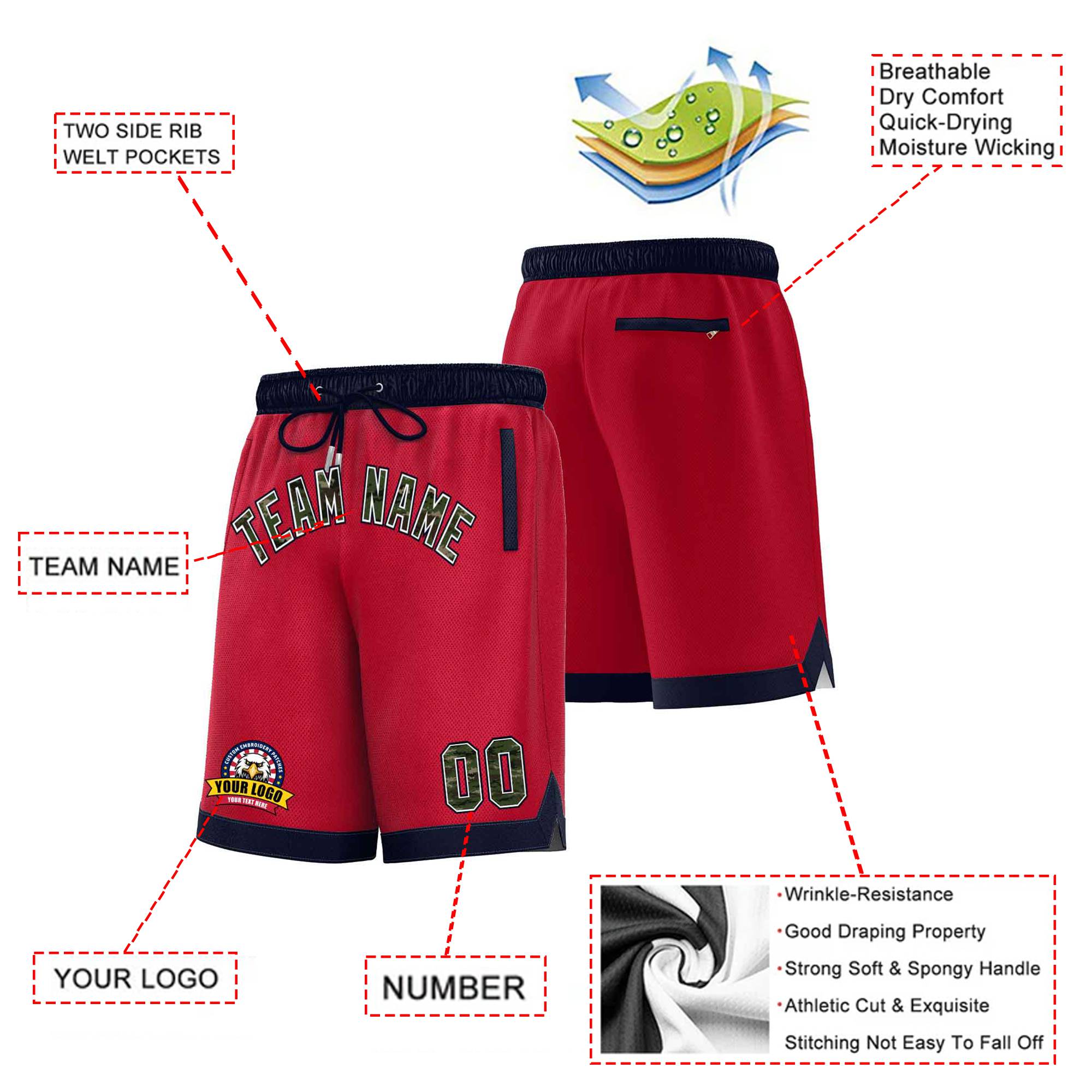 Custom Red Navy Personalized Basketball Shorts