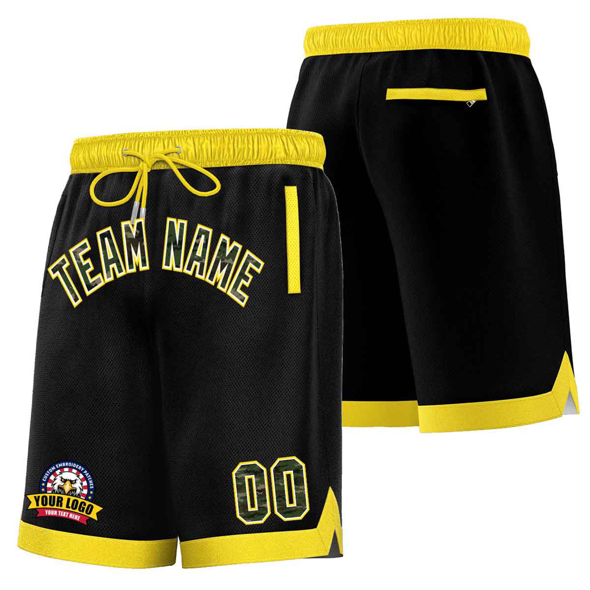 Custom Black Gold-2 Personalized Basketball Shorts