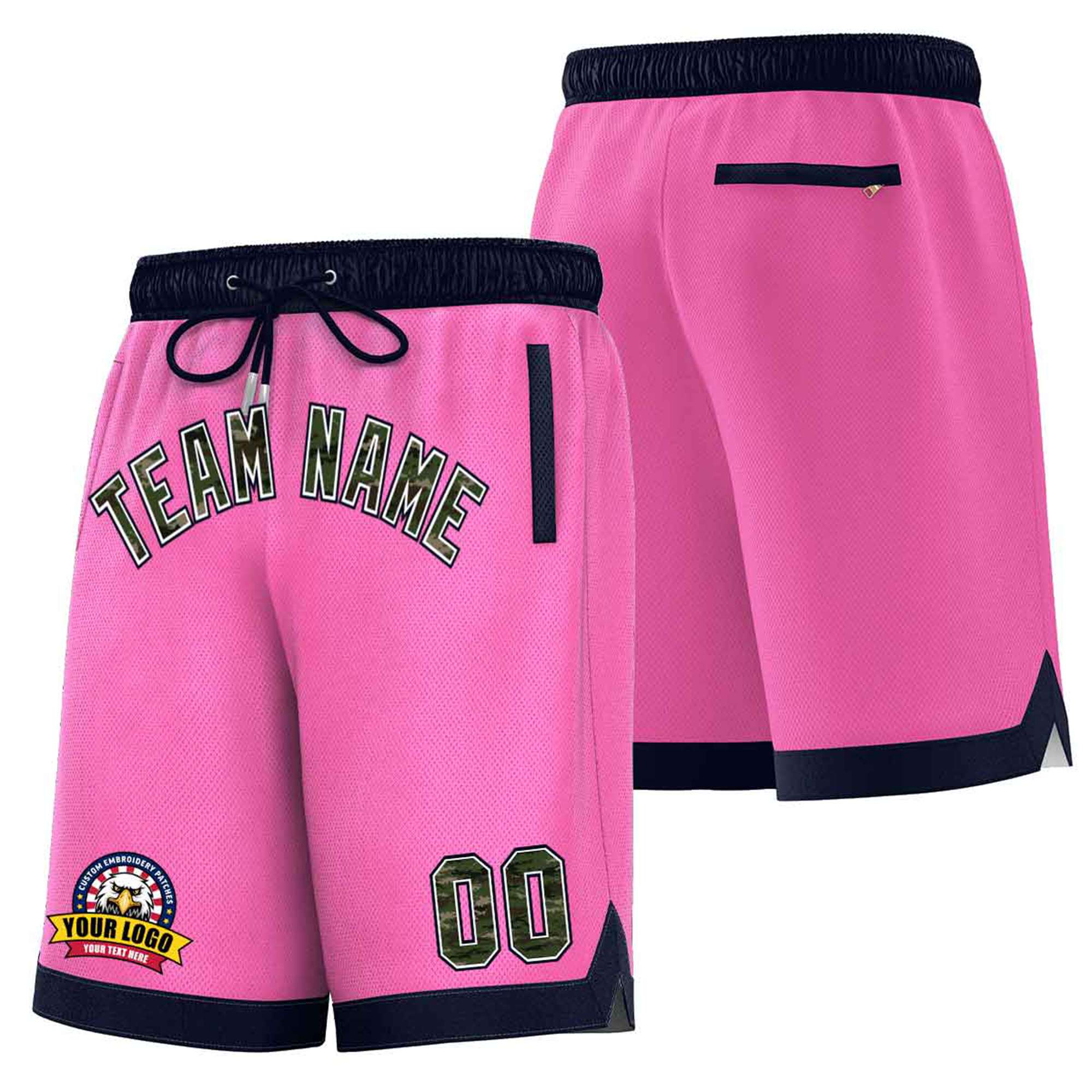 Custom Pink Navy Personalized Basketball Shorts