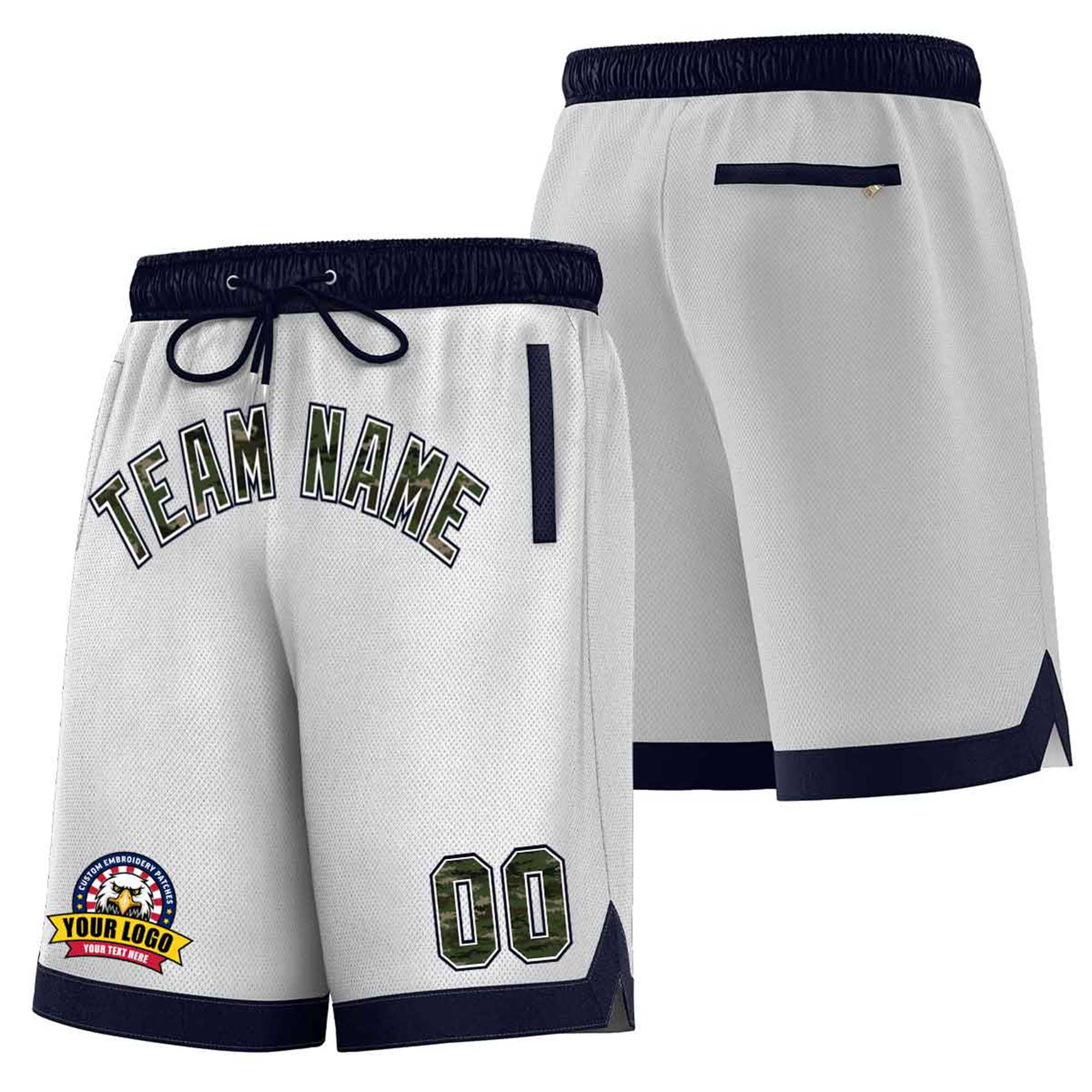 Custom Gray Navy Personalized Basketball Shorts