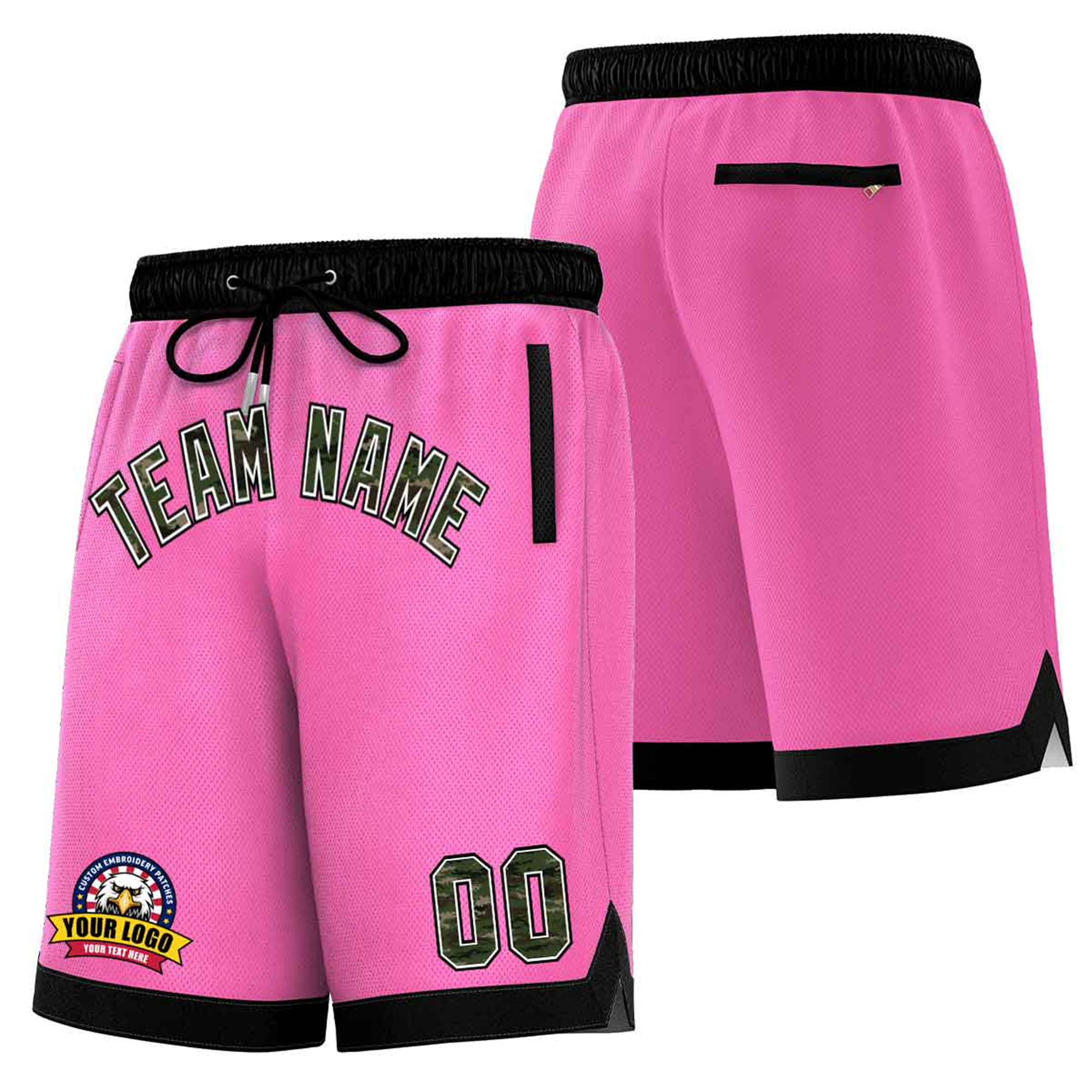 Custom Pink Black Personalized Basketball Shorts