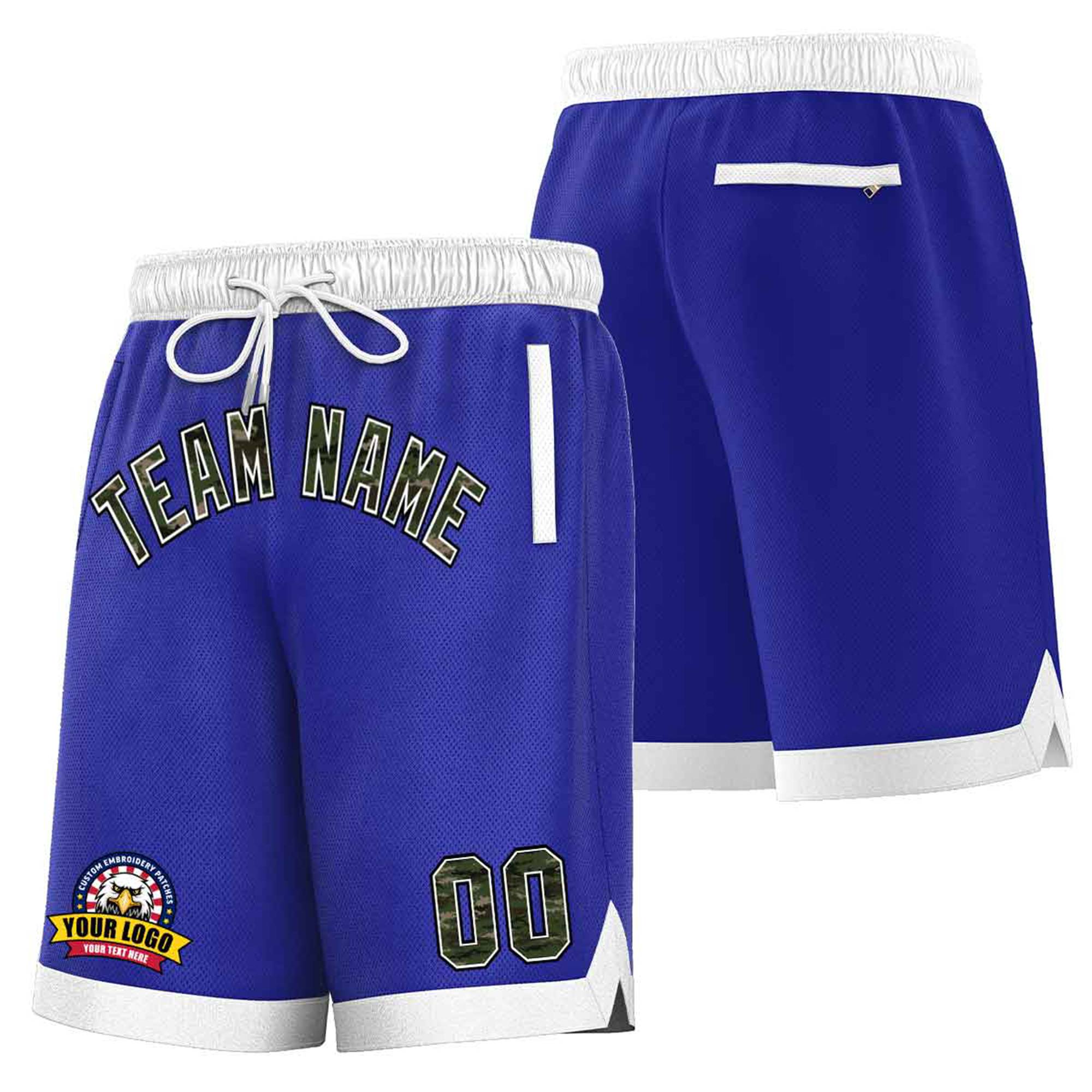 Custom Blue White Personalized Basketball Shorts