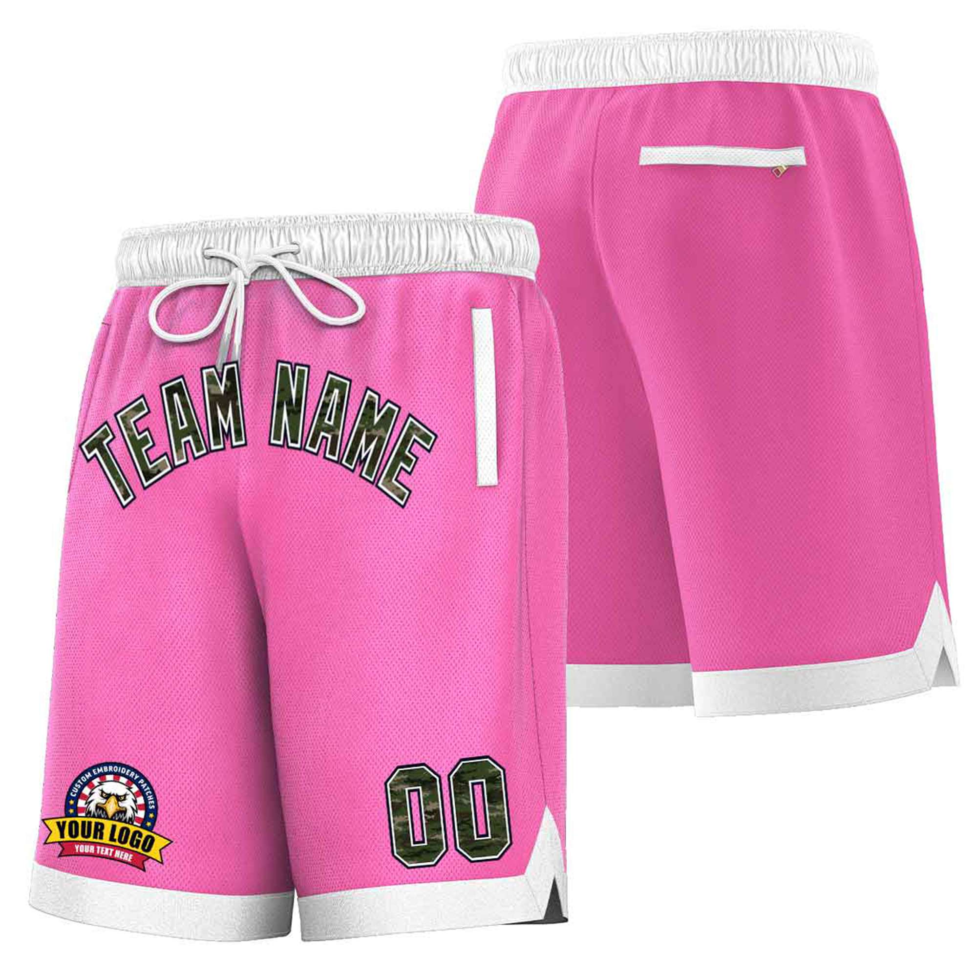 Custom Pink White Personalized Basketball Shorts