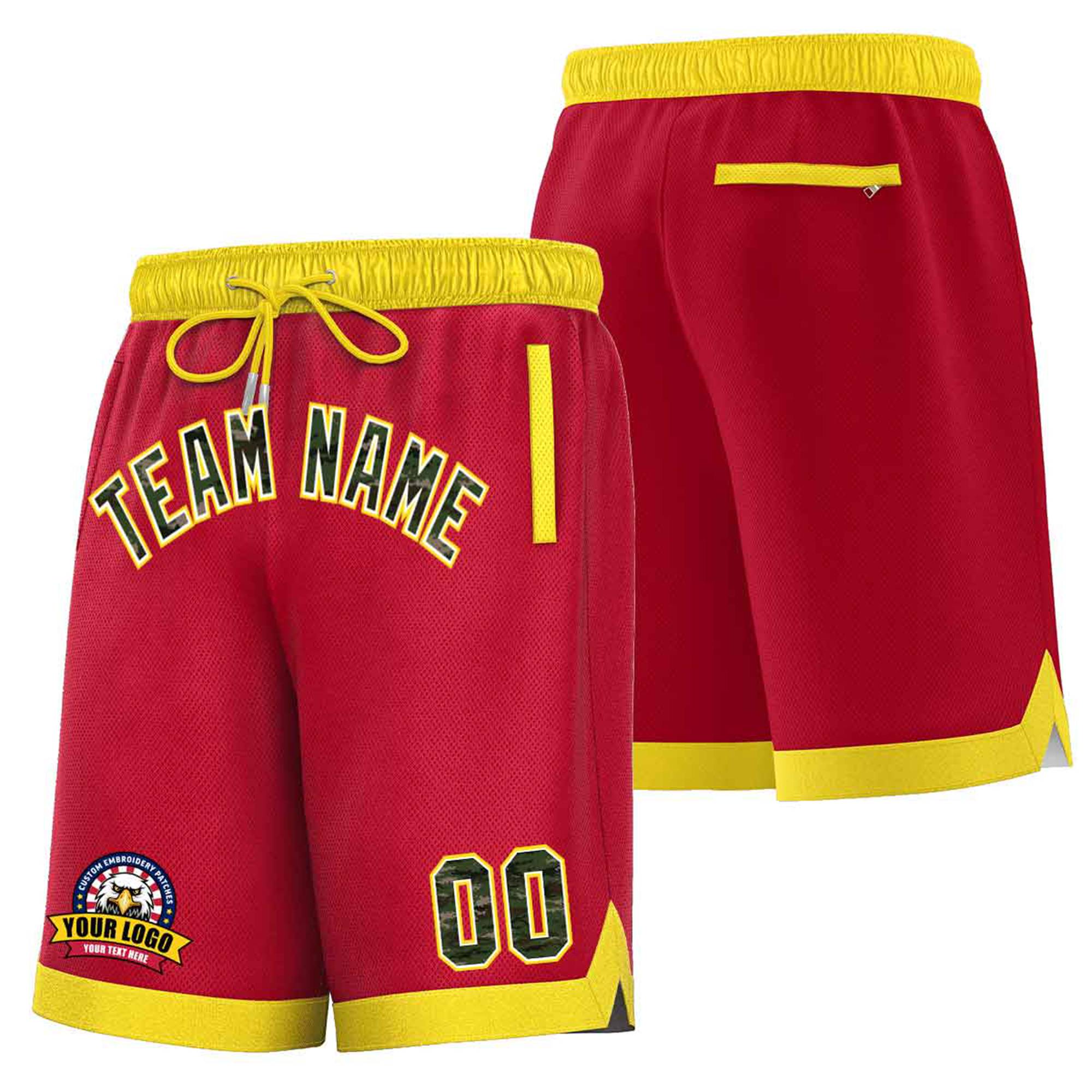 Custom Red Gold-2 Personalized Basketball Shorts