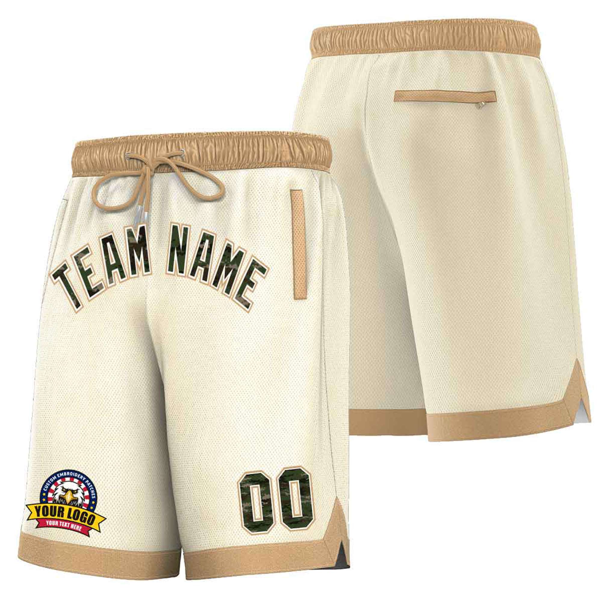 Custom Cream Khaki Personalized Basketball Shorts