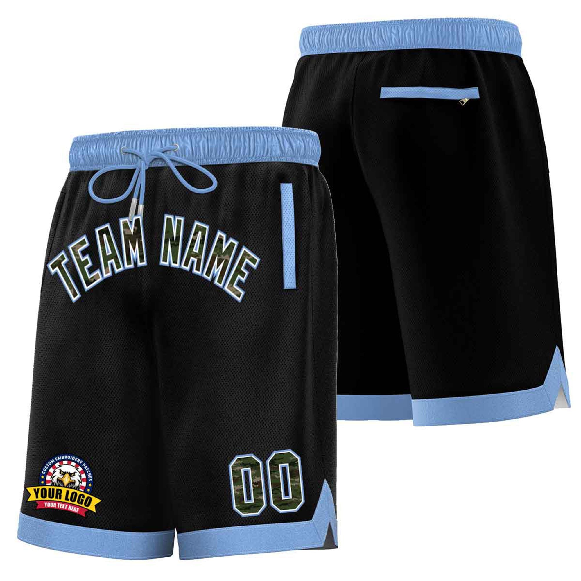 Custom Black Royal Personalized Basketball Shorts