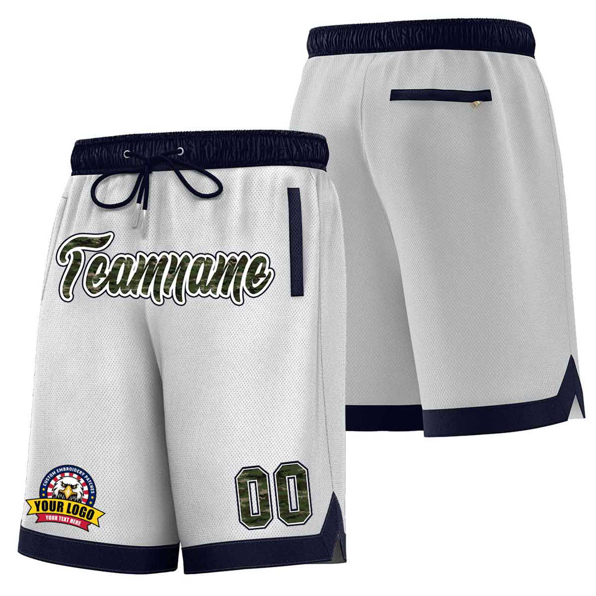 Custom Gray Navy Personalized Basketball Shorts