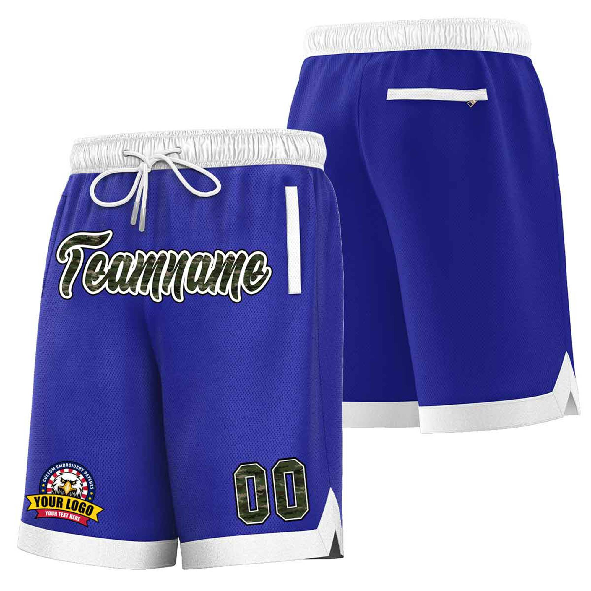 Custom Blue White Personalized Basketball Shorts