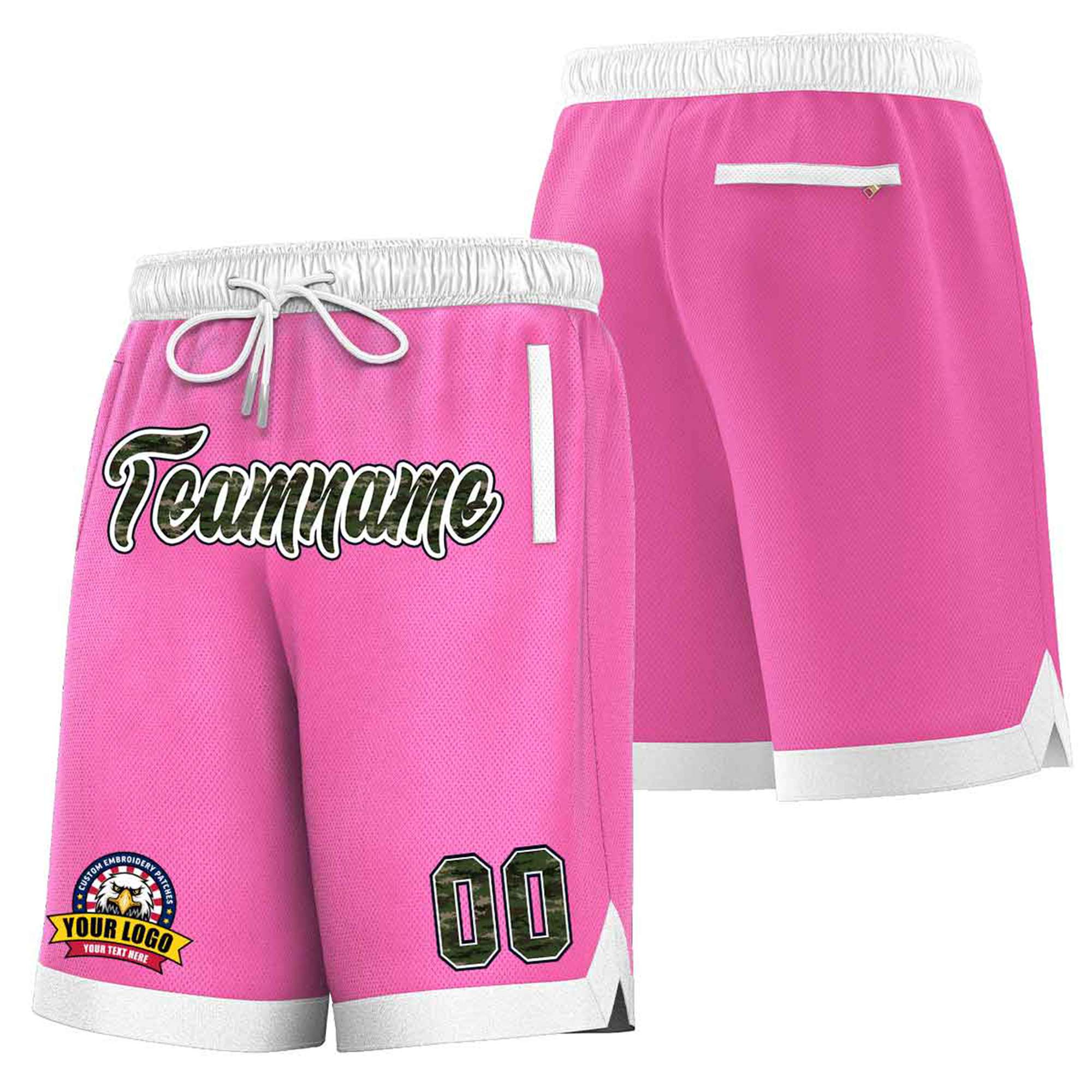 Custom Pink White Personalized Basketball Shorts