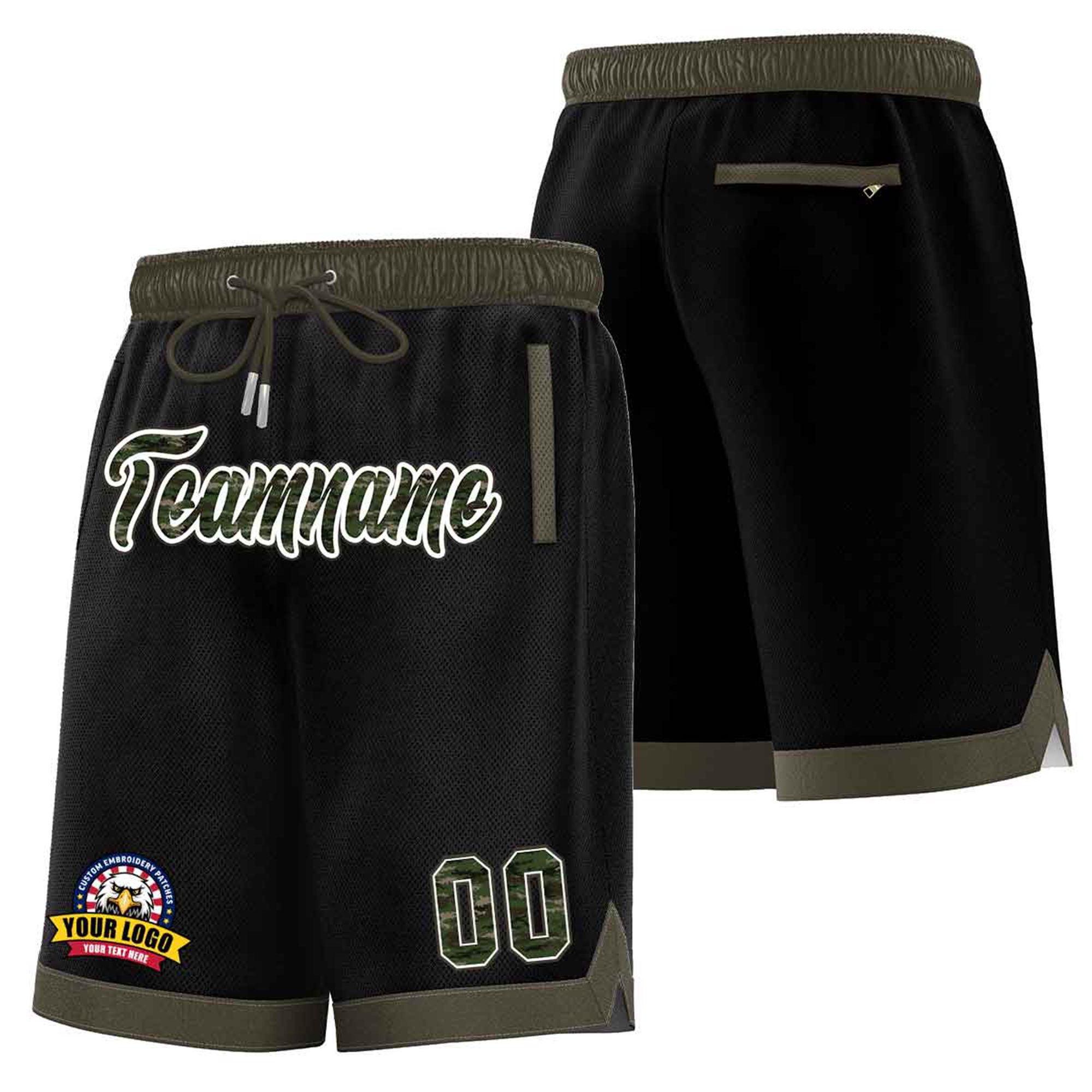 Custom Black Olive Personalized Basketball Shorts