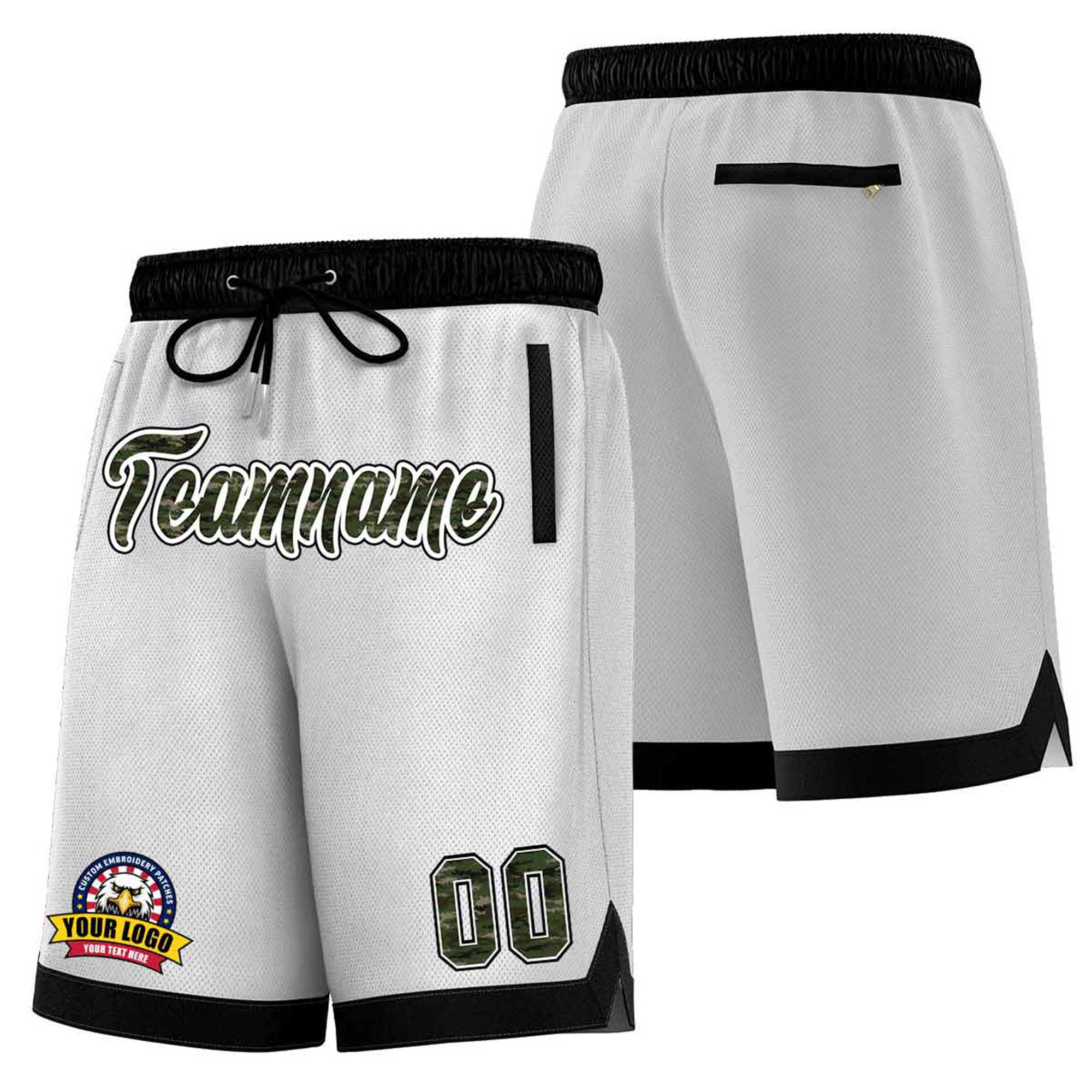 Custom Gray Black Personalized Basketball Shorts