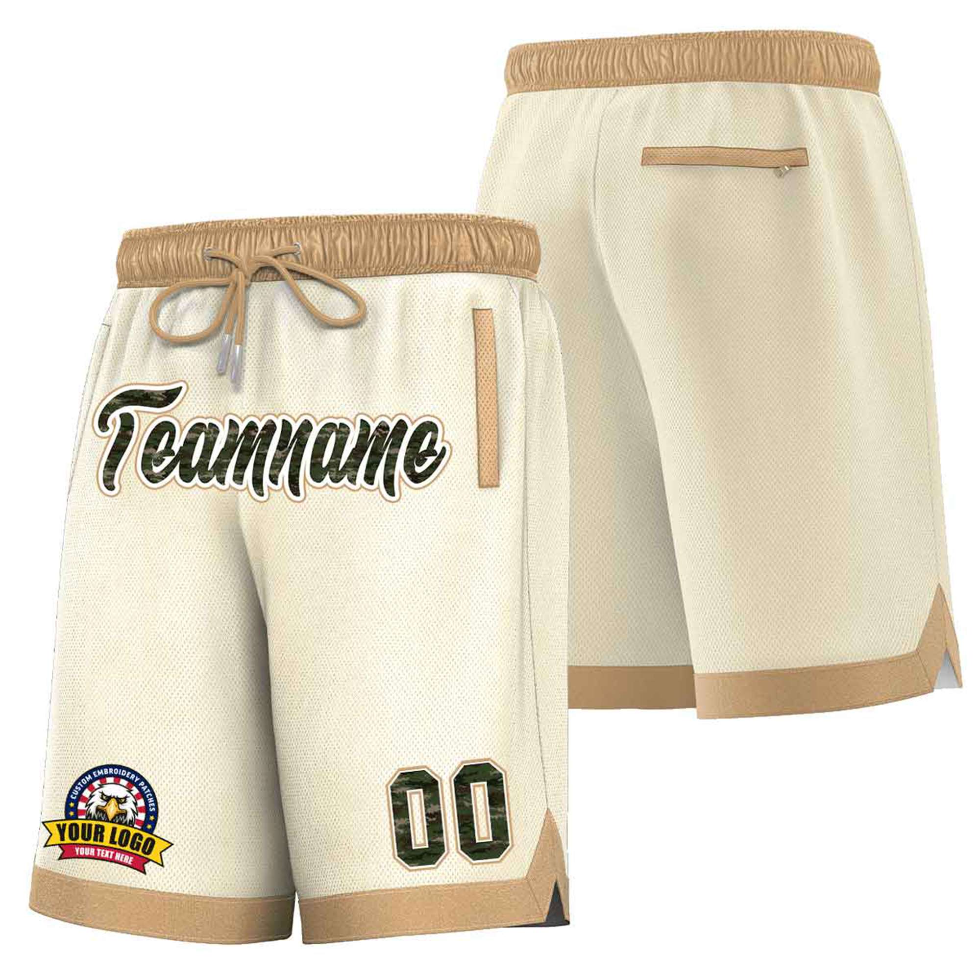 Custom Cream Khaki Personalized Basketball Shorts