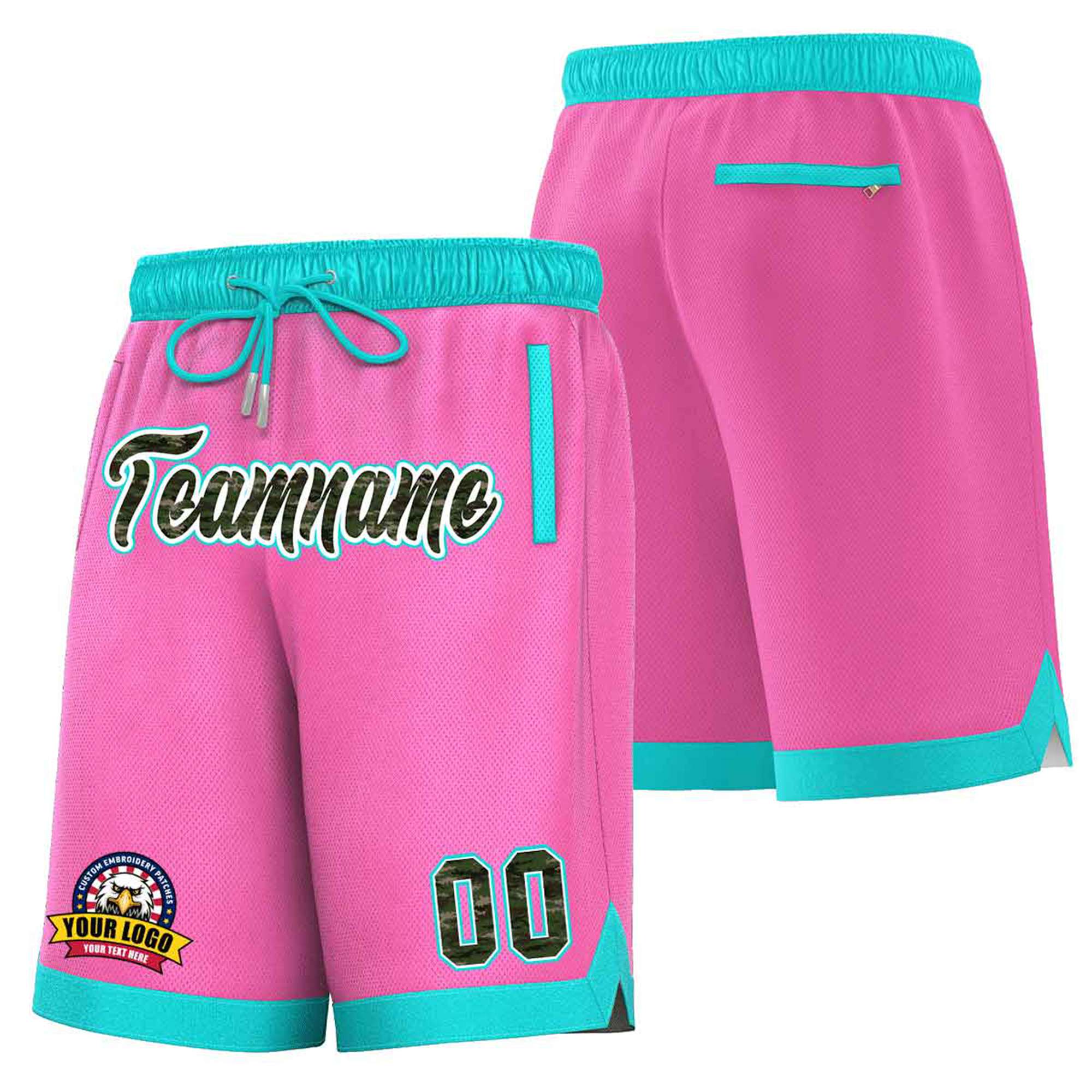 Custom Pink Aqua Personalized Basketball Shorts