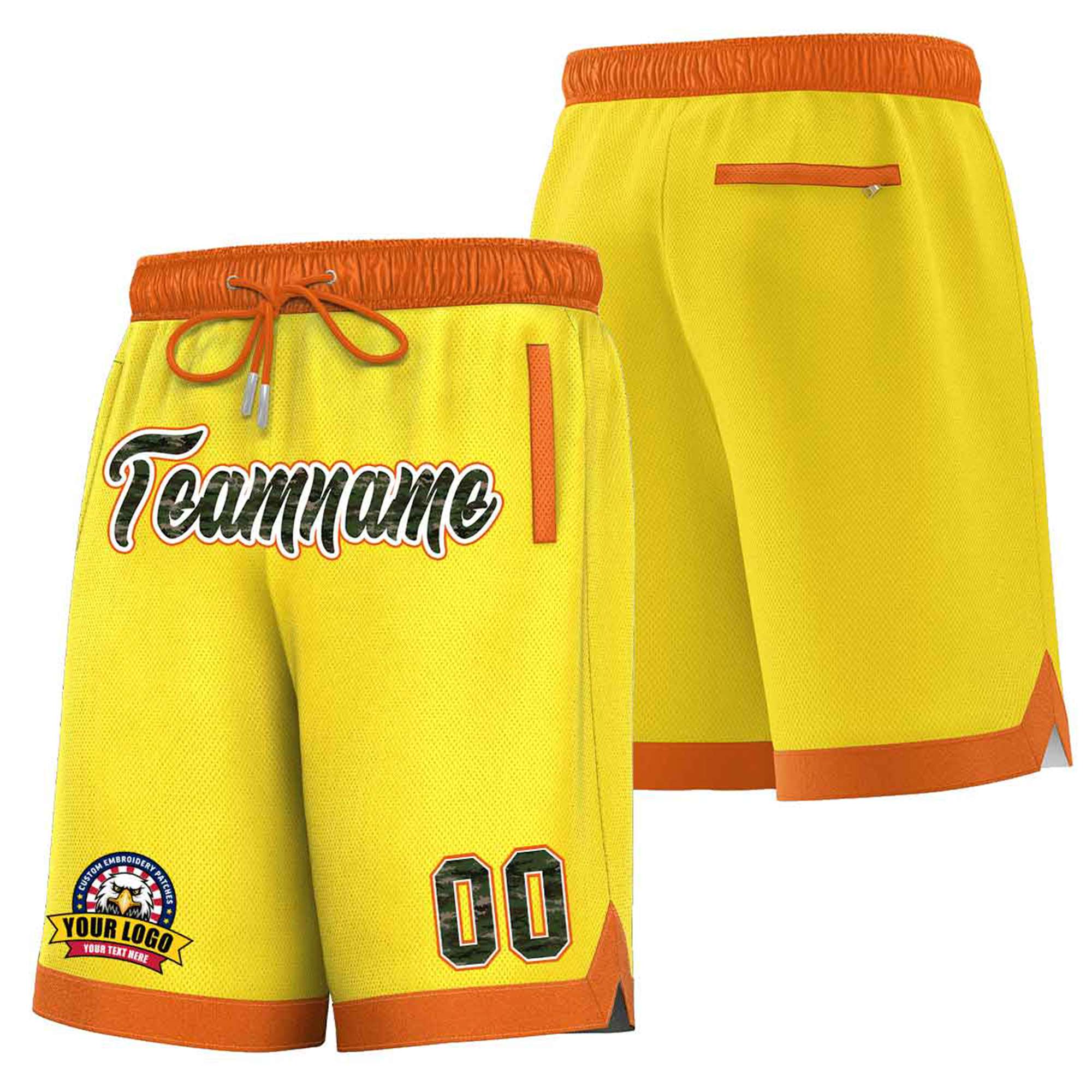 Custom Gold-2 Orange Personalized Basketball Shorts