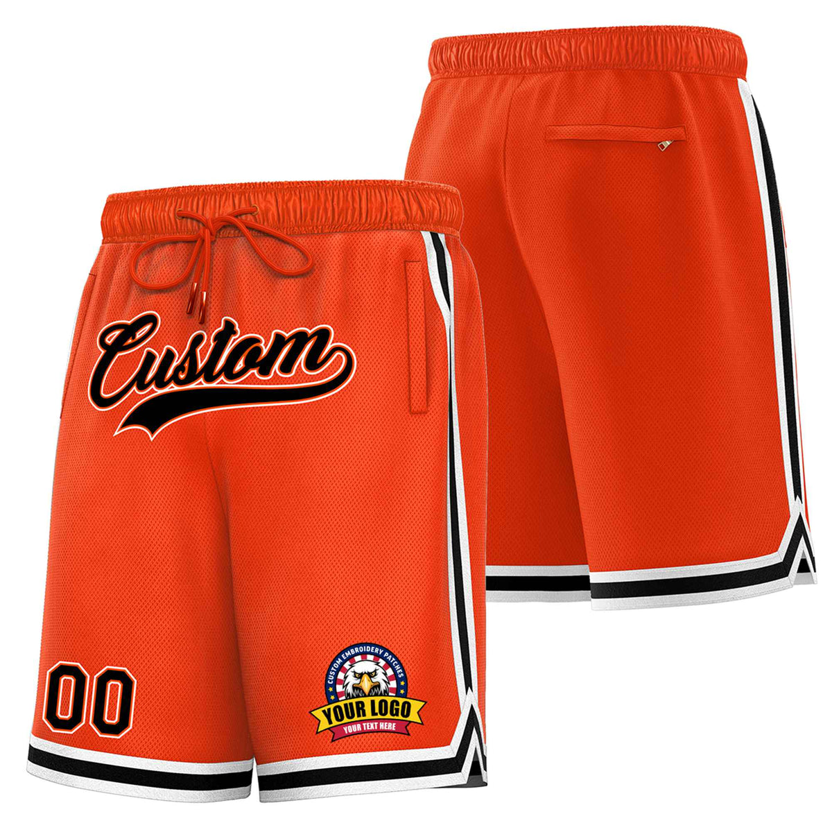 Custom Orange Black-White Sport Basketball Shorts