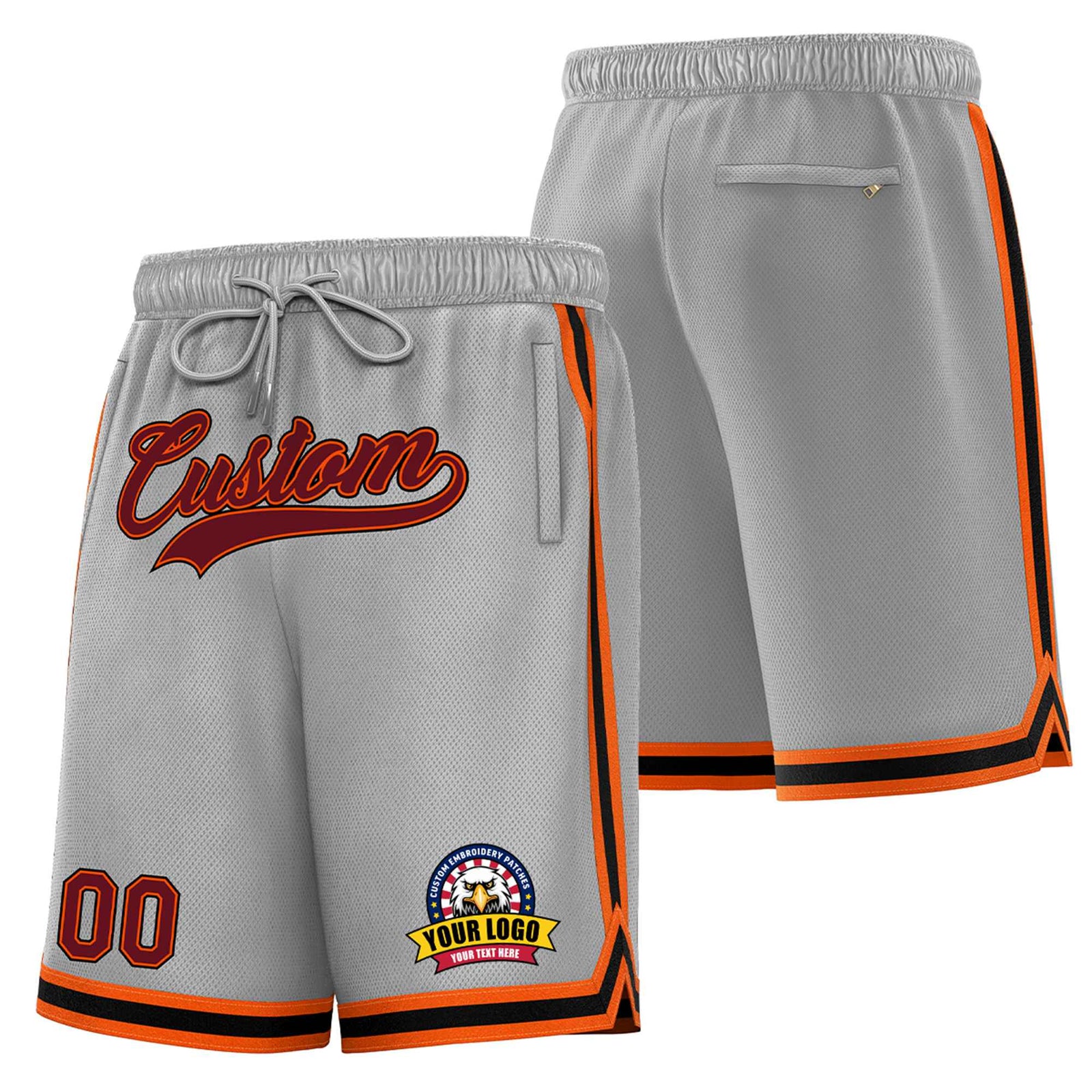 Custom Gray Orange-Black Sport Basketball Shorts