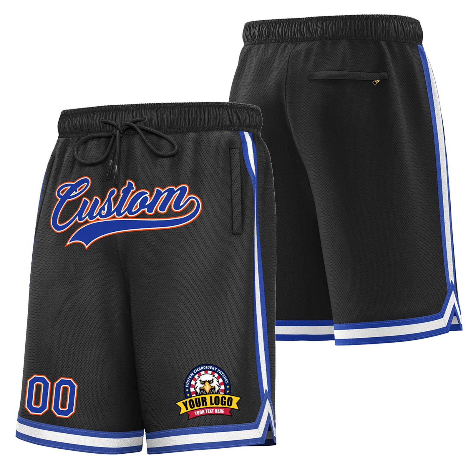 Custom Black Blue-White Sport Basketball Shorts