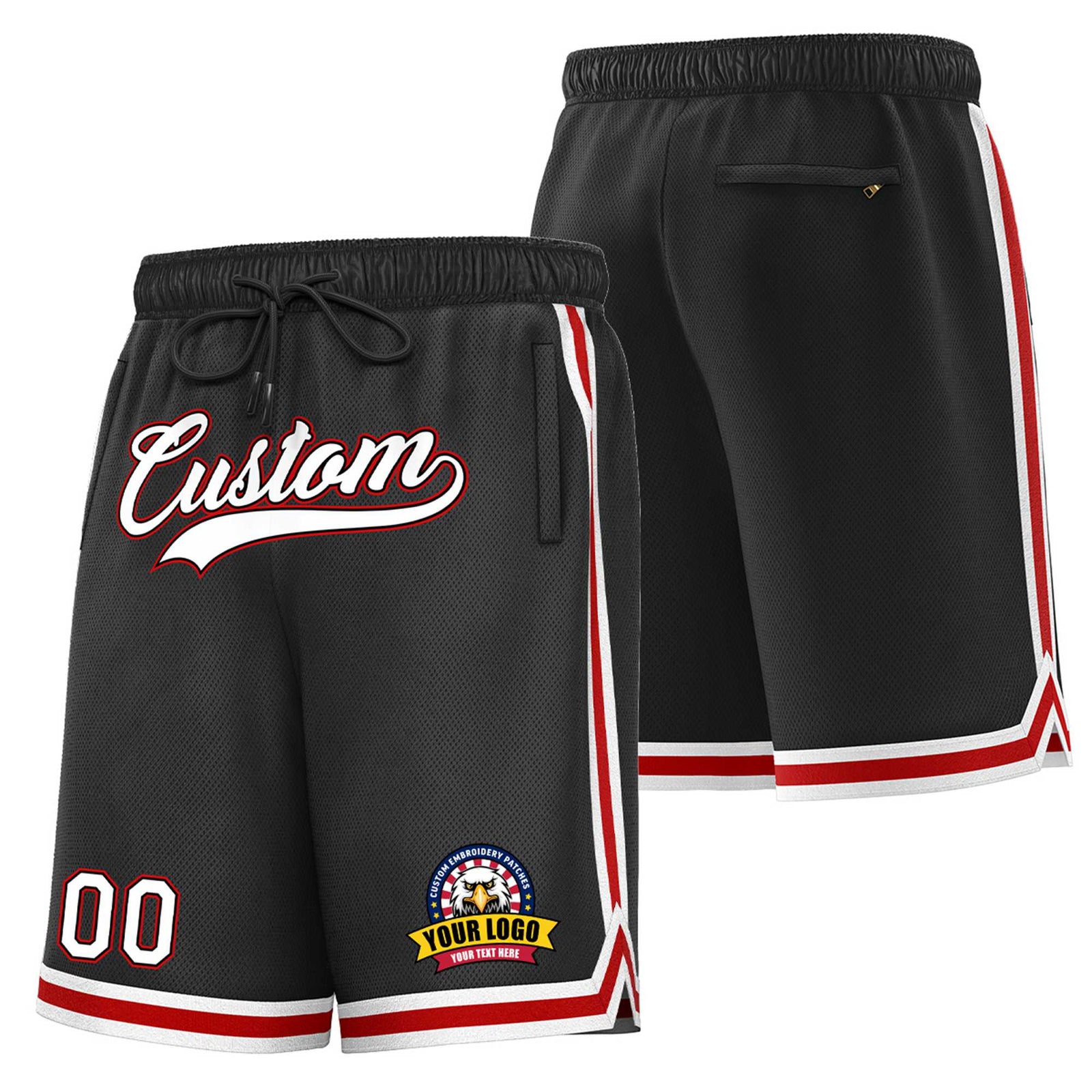 Custom Black Maroon-White Sport Basketball Shorts