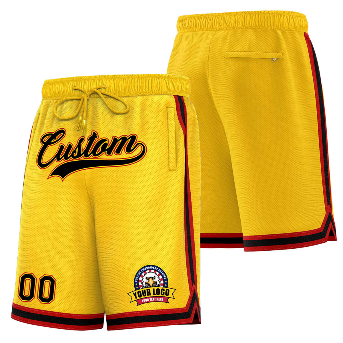 Custom Yellow Maroon-White Sport Basketball Shorts