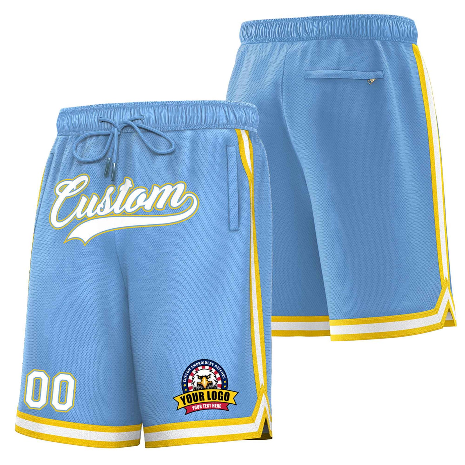 Custom Royal Gold-2 White Sport Basketball Shorts