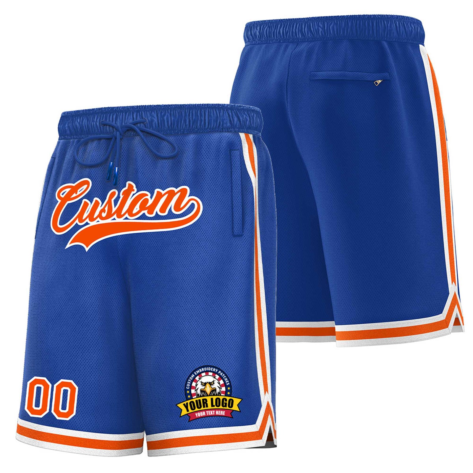 Custom Blue Orange-White Sport Basketball Shorts