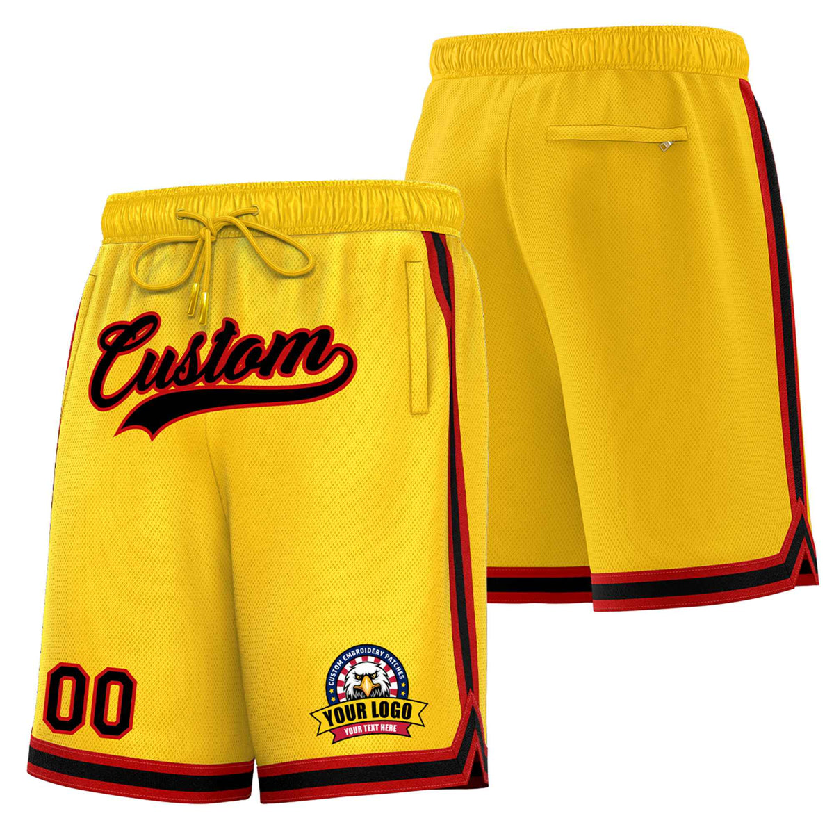 Custom Yellow Red-White Sport Basketball Shorts