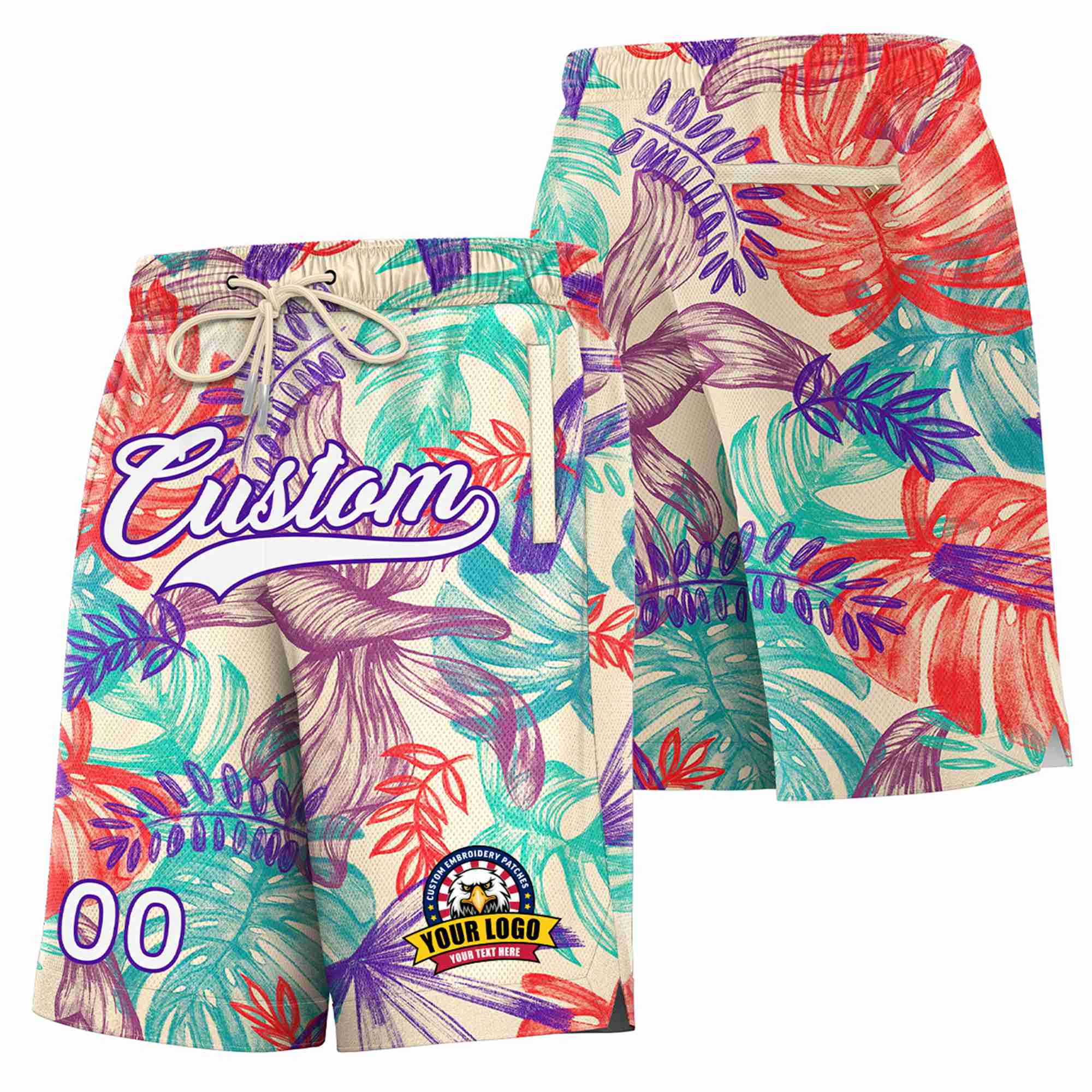 Custom Light Red-White Beach Fashion Authentic Basketball Shorts