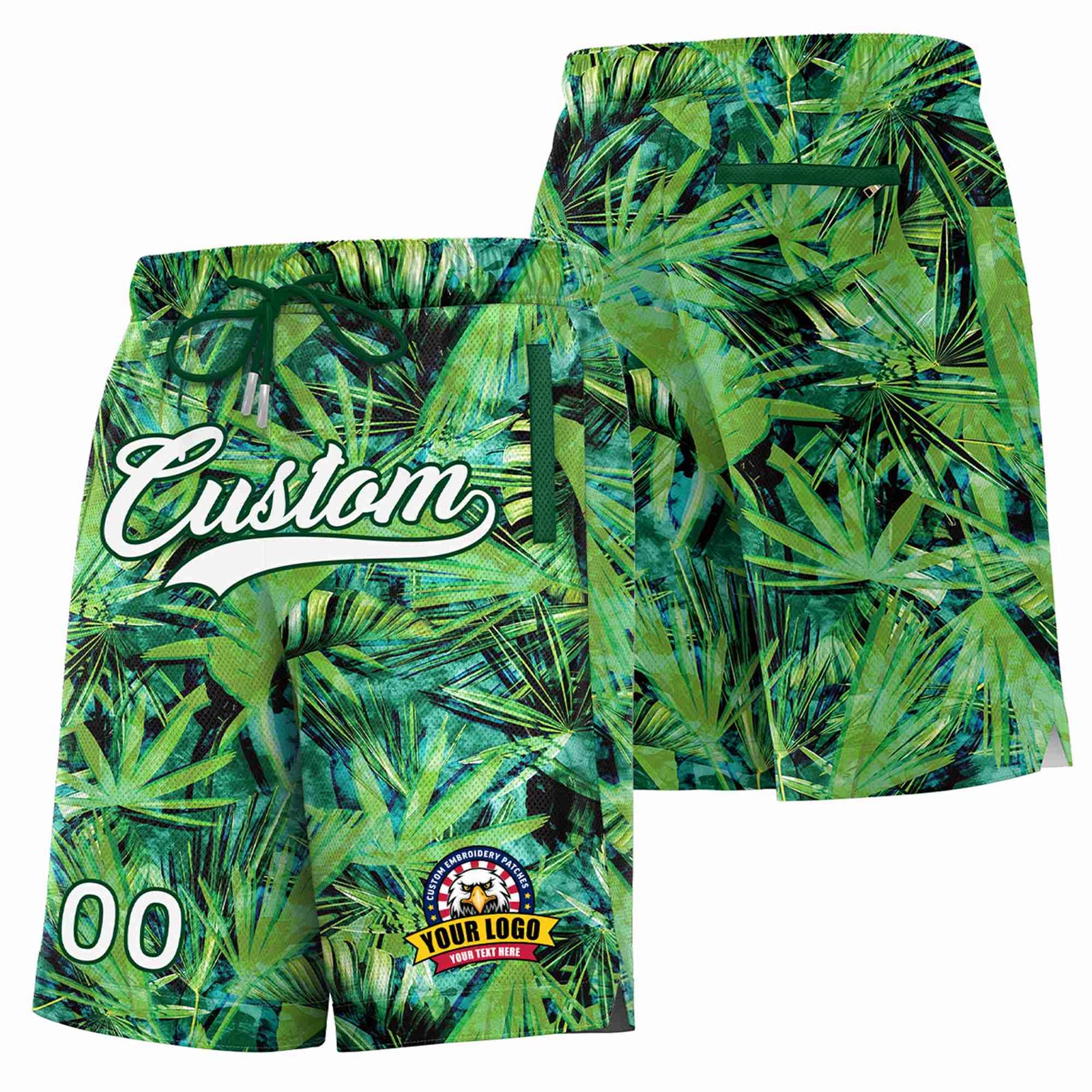 Custom Kelly Green-White Beach Fashion Authentic Basketball Shorts