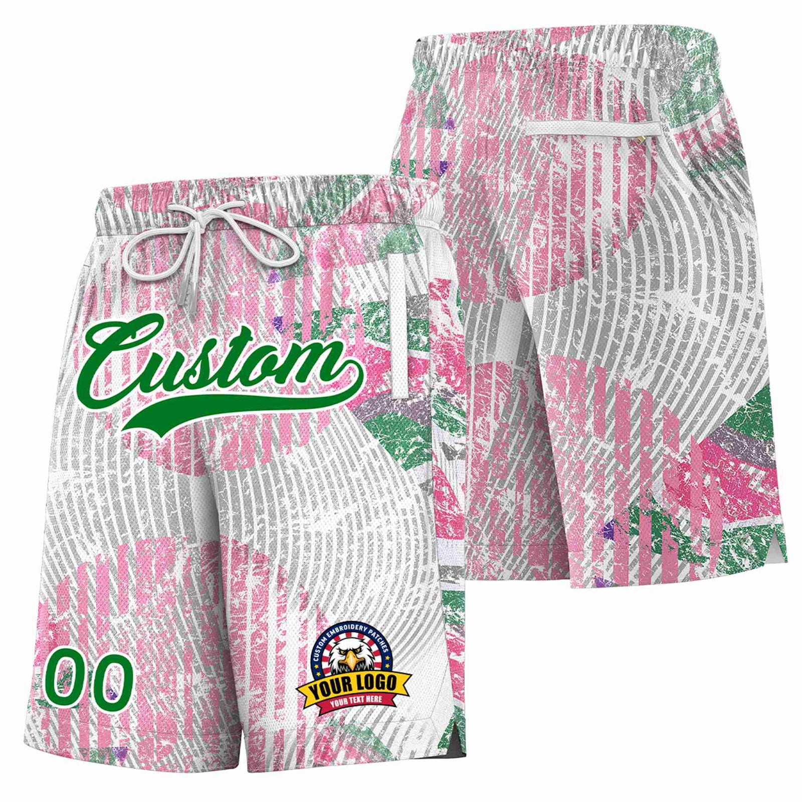 Custom Gray-Kelly Green Beach Fashion Authentic Basketball Shorts