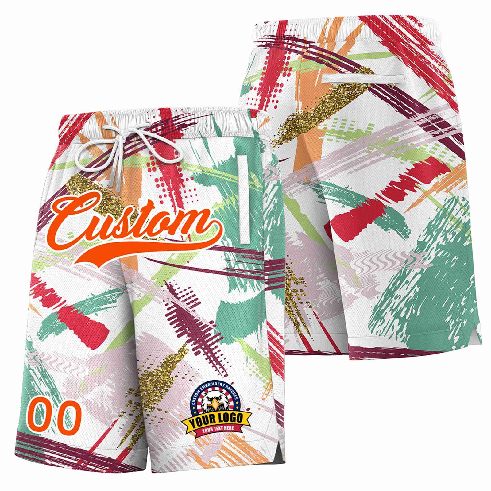 Custom Gray-Orange Beach Fashion Authentic Basketball Shorts