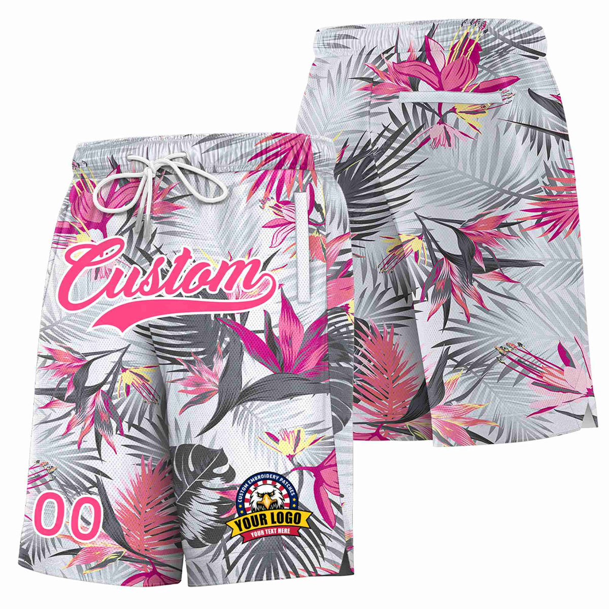 Custom Gray-Pink Fashion Authentic Basketball Shorts