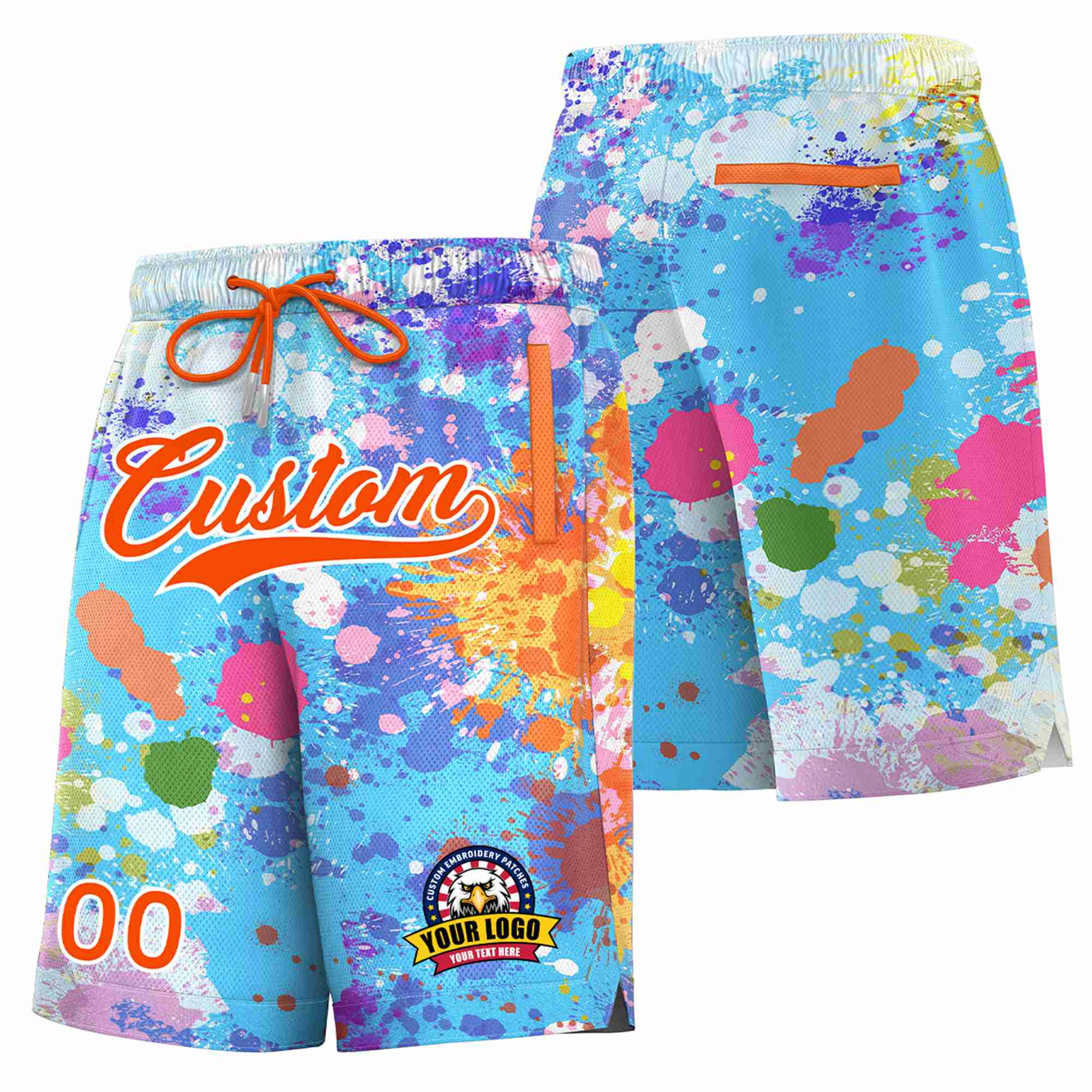 Custom Powder Blue-Orange Fashion Authentic Basketball Shorts