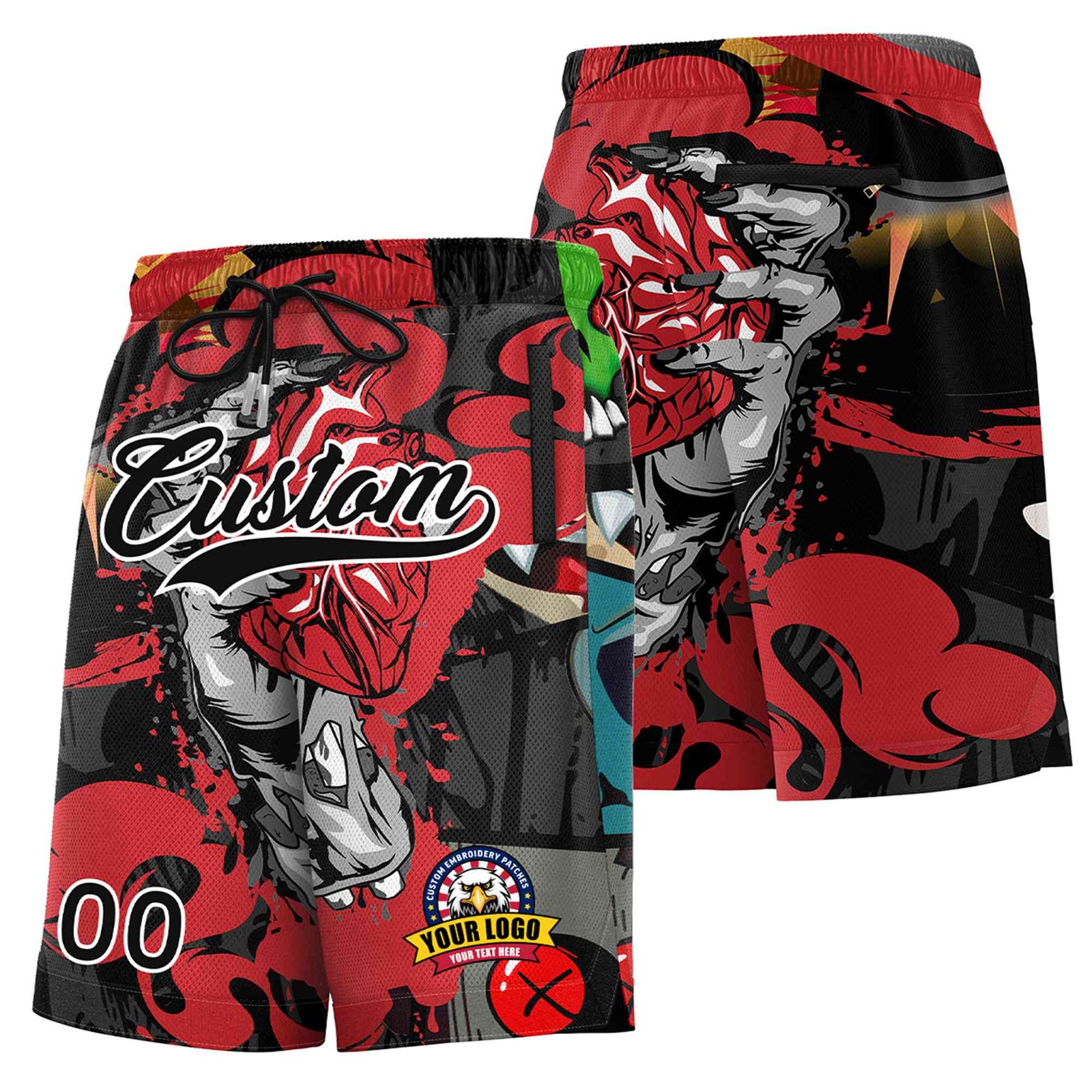 Custom Red-Black Fashion Authentic Basketball Shorts