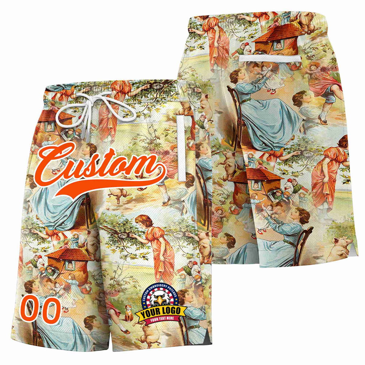 Custom Khaki-Orange Fashion Authentic Basketball Shorts