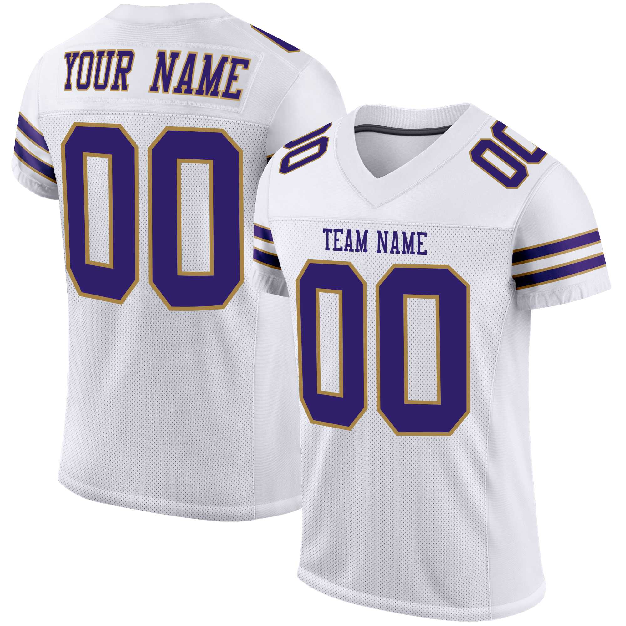 Custom White Purple Mesh Authentic Football Jersey