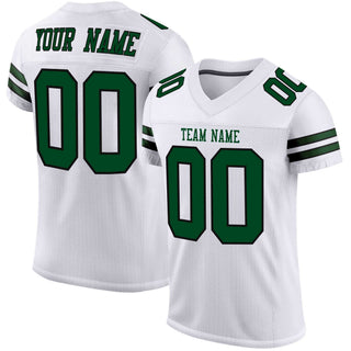 Camiseta de fútbol auténtica de malla blanca, verde y negra personalizada