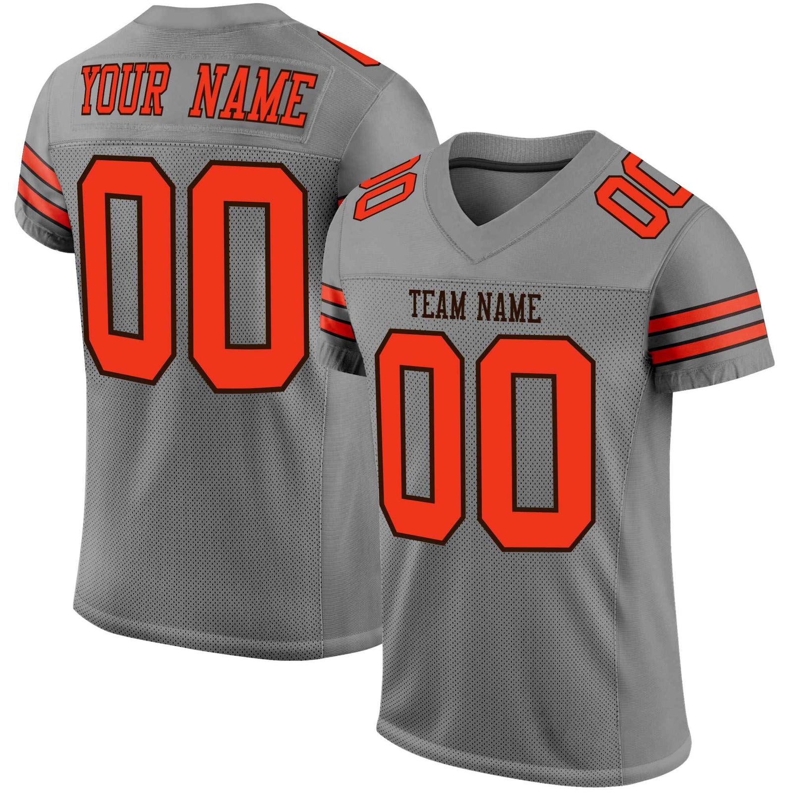 Custom Gray Orange-Brown Mesh Authentic Football Jersey