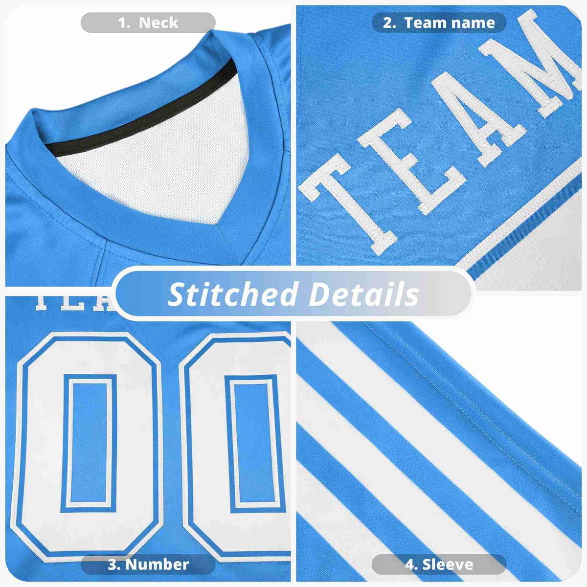 Custom Gray White-Blue Mesh Authentic Football Jersey