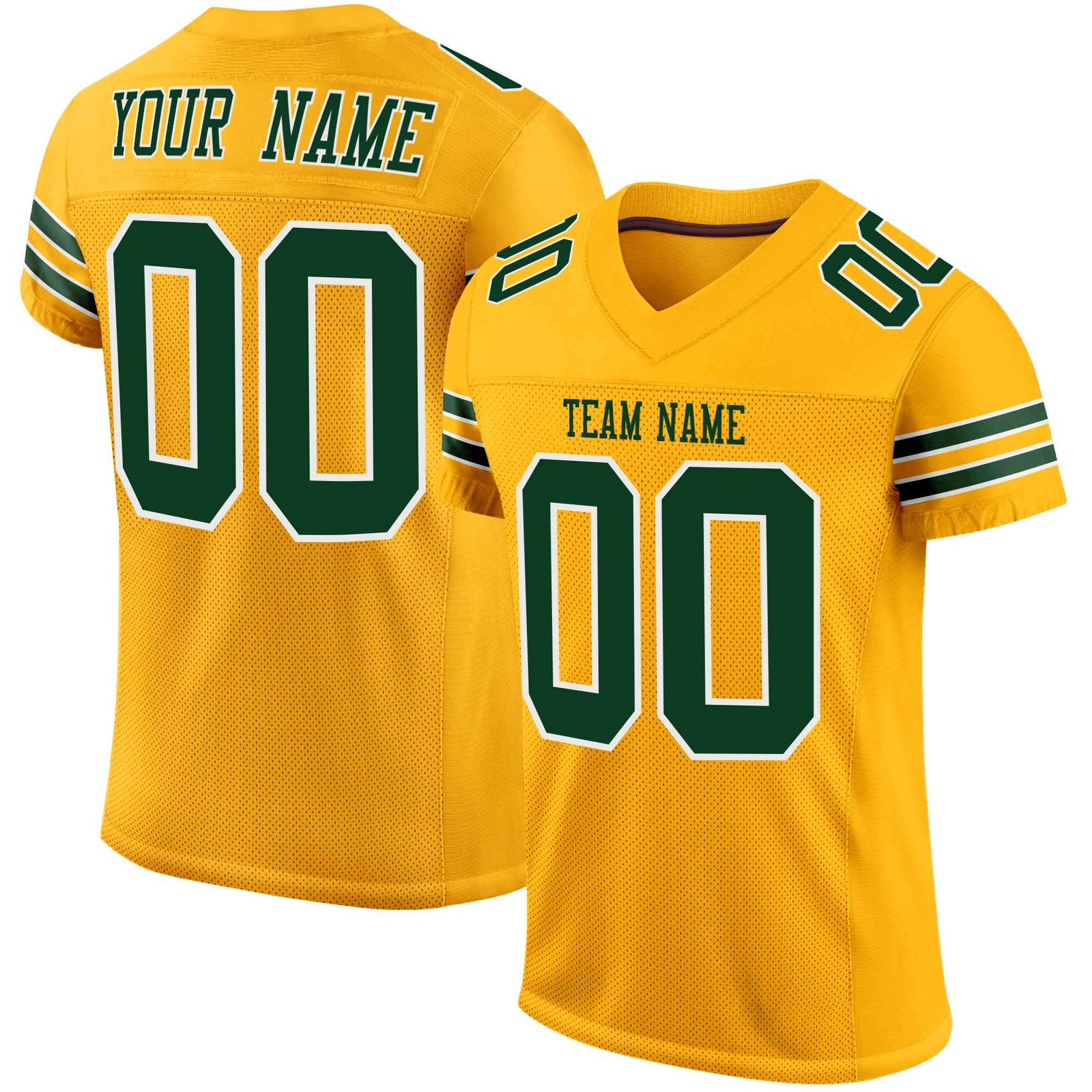 Custom Yellow Green-White Mesh Authentic Football Jersey