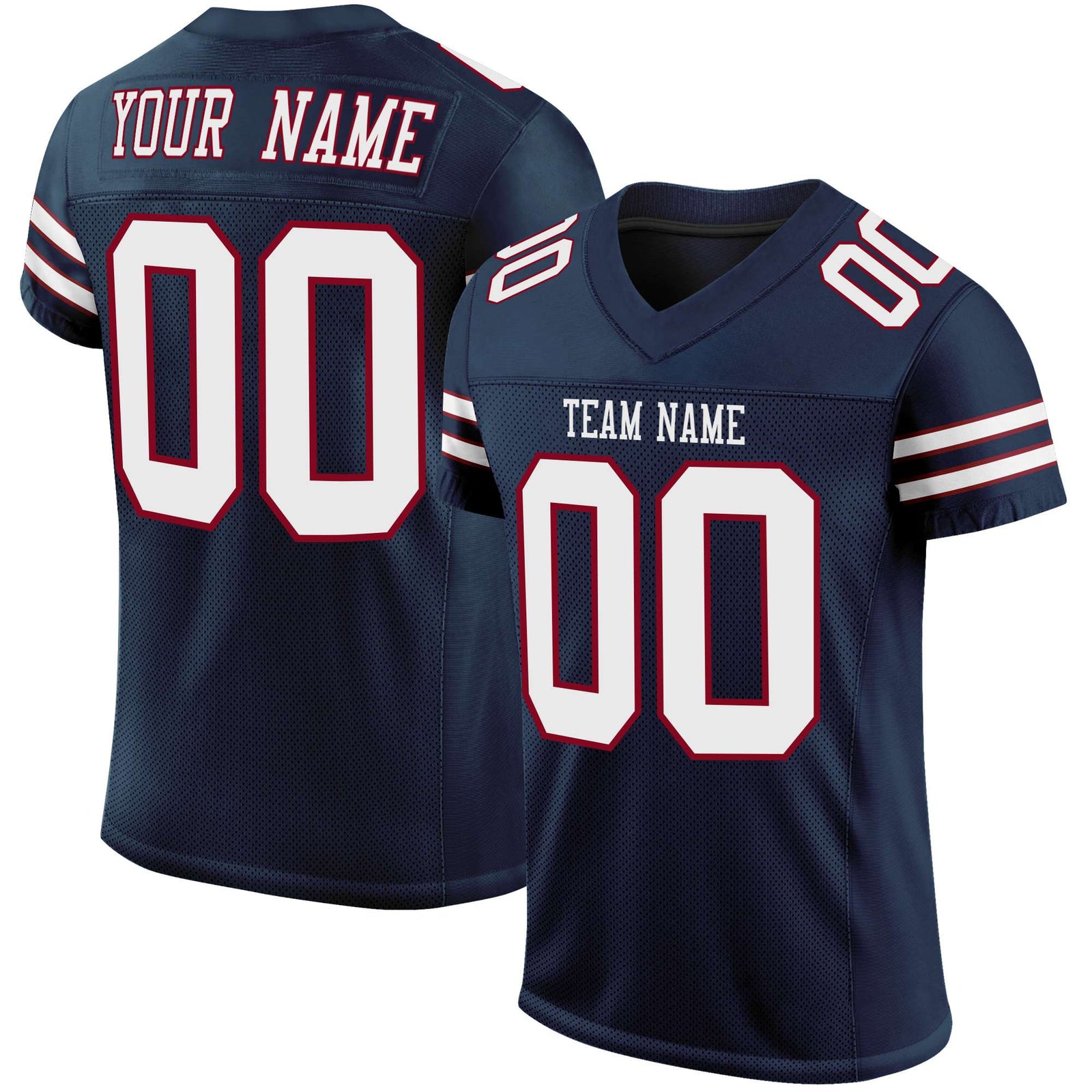 Custom Navy White-Red Mesh Authentic Football Jersey