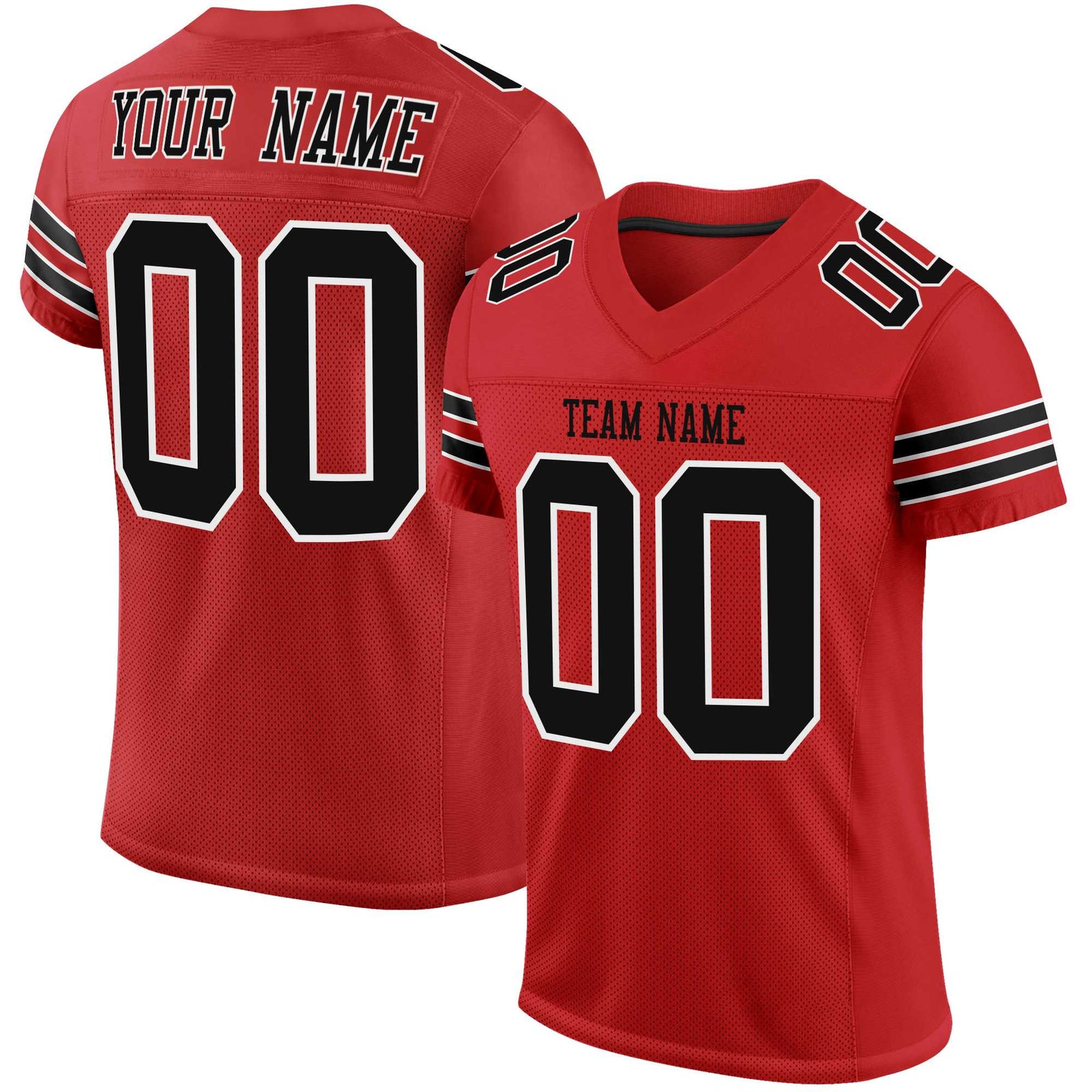 Custom Red Navy-White Mesh Authentic Football Jersey