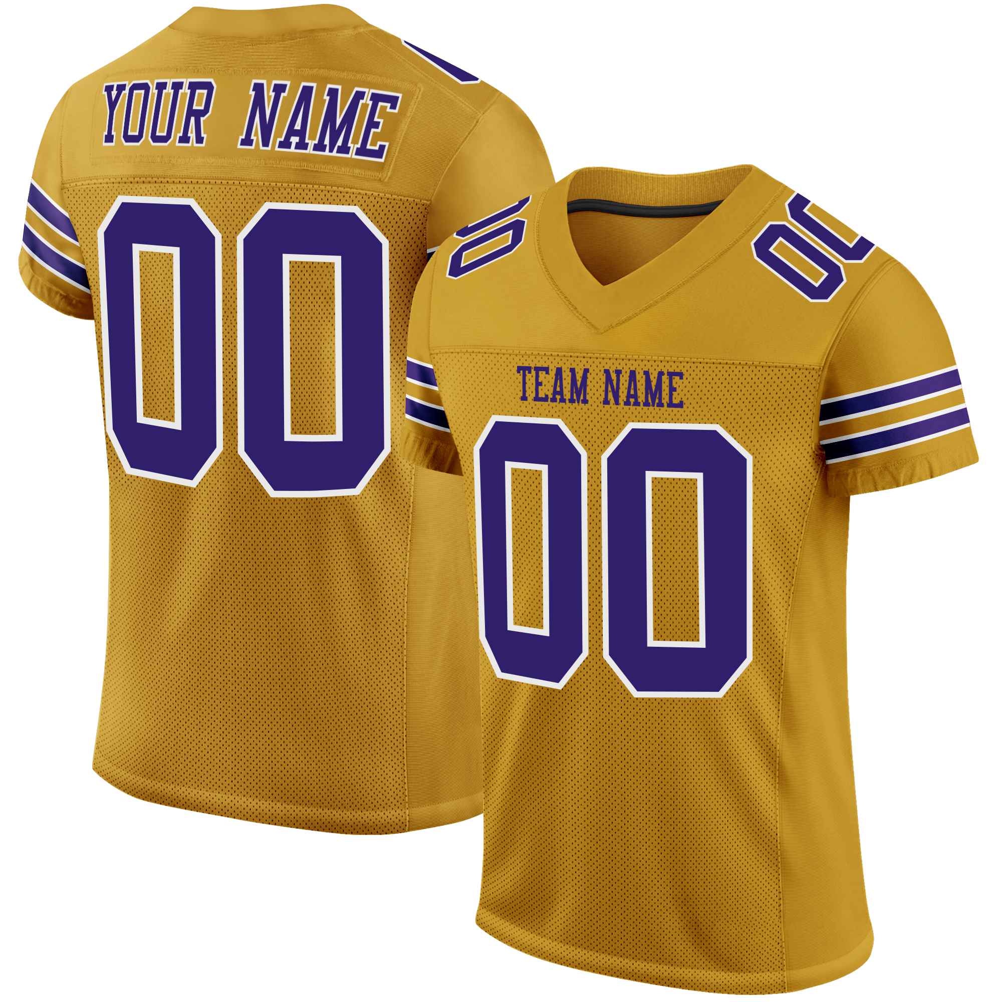 Custom Yellow Purple-White Mesh Authentic Football Jersey