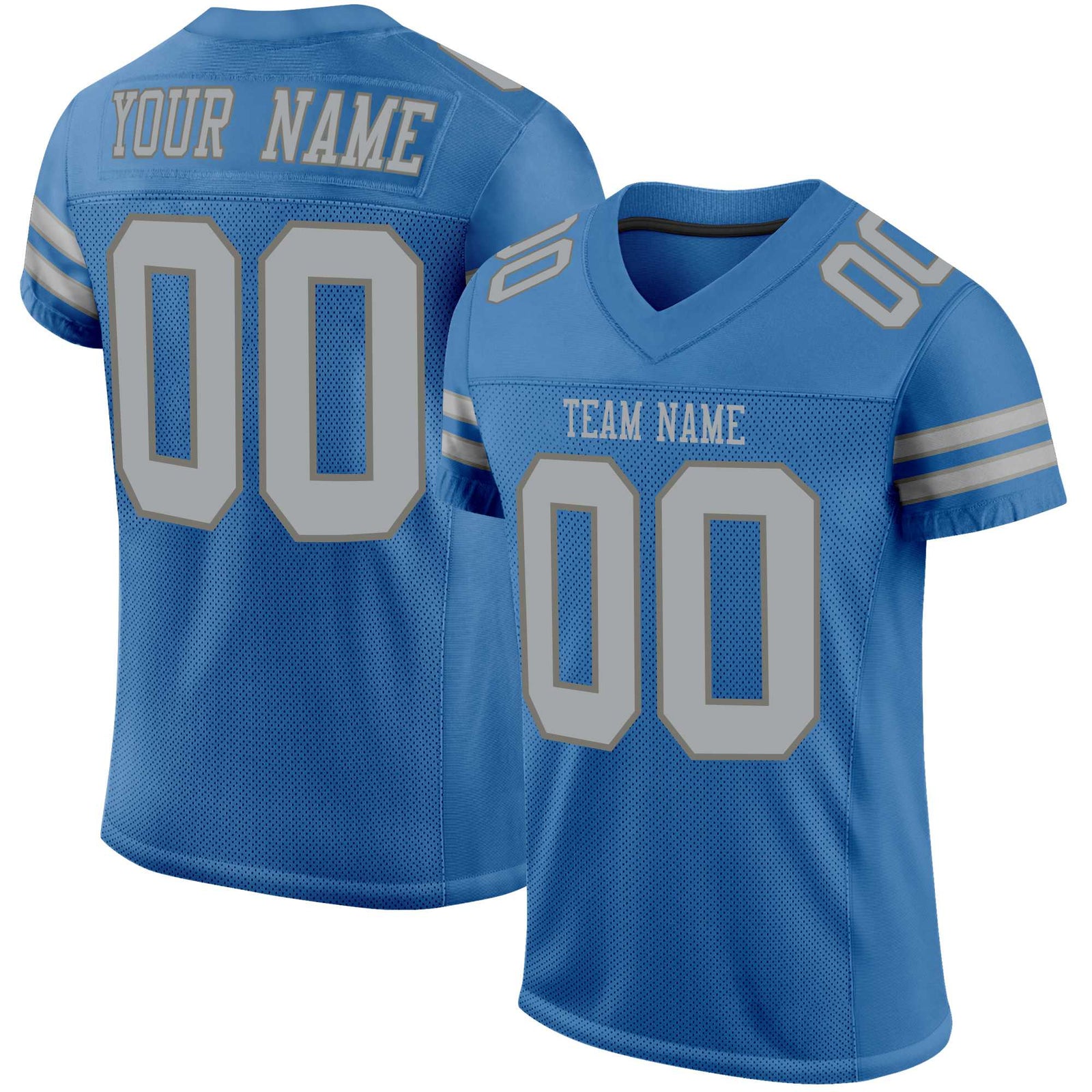 Custom Panther-Blue Gray Mesh Authentic Football Jersey