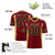 Custom Crimson Black-Gold Mesh Drift Fashion Football Jersey