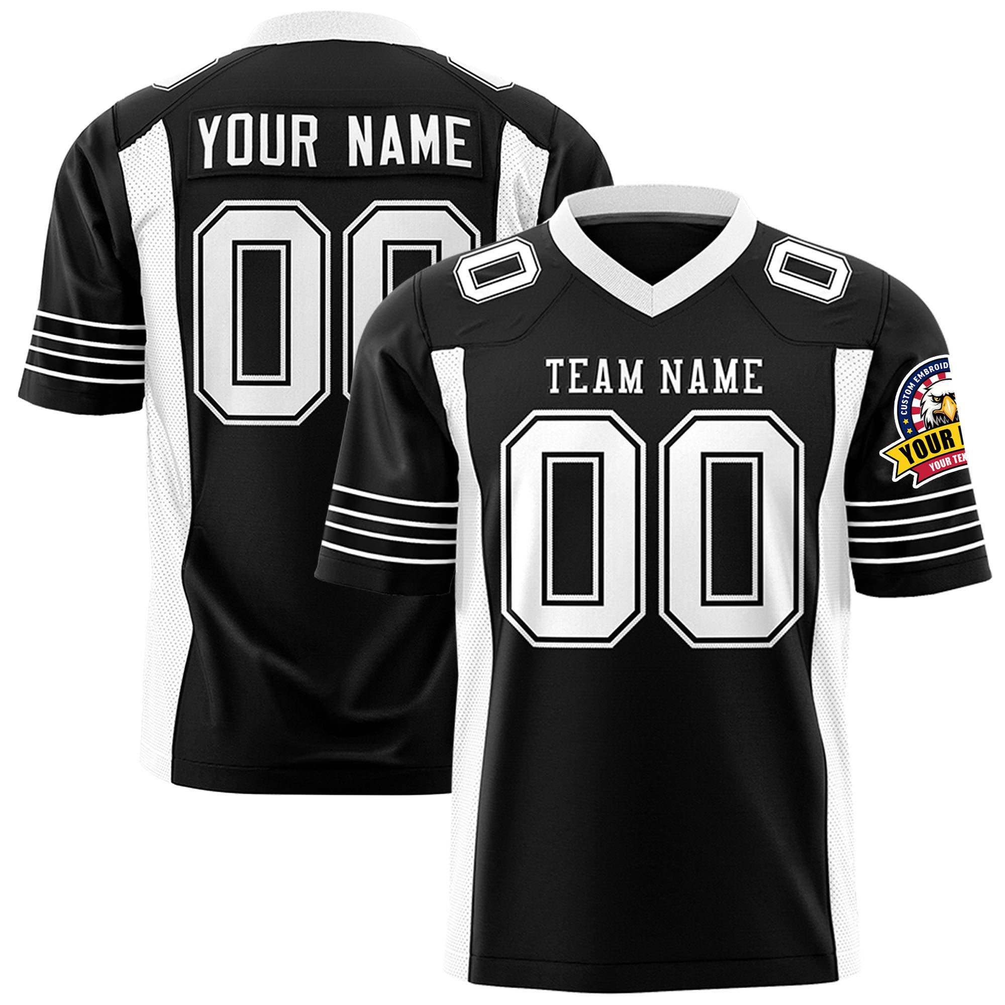 Custom Black-White Mesh Drift Fashion Football Jersey