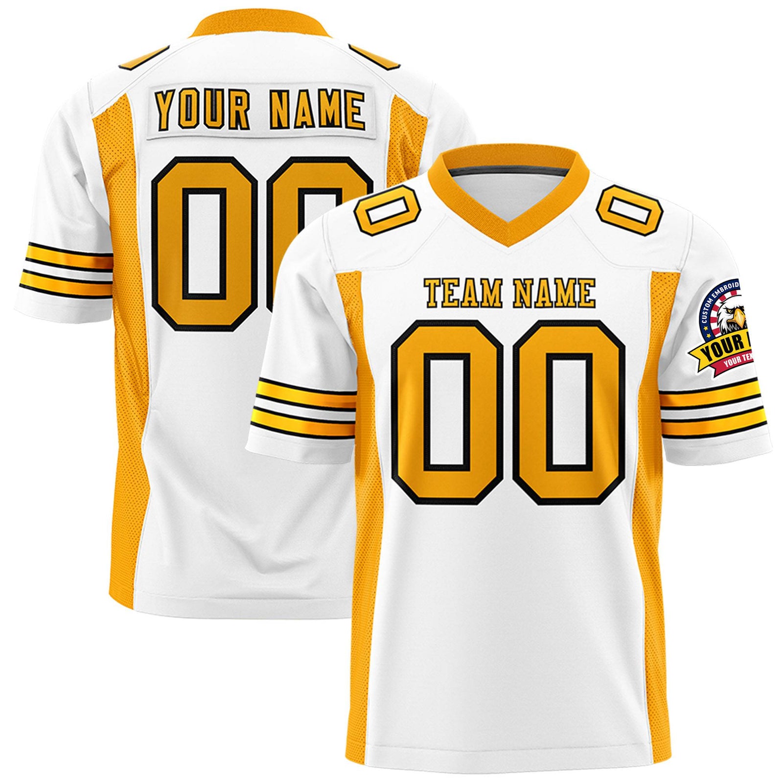 Custom White-Yellow Mesh Drift Fashion Football Jersey
