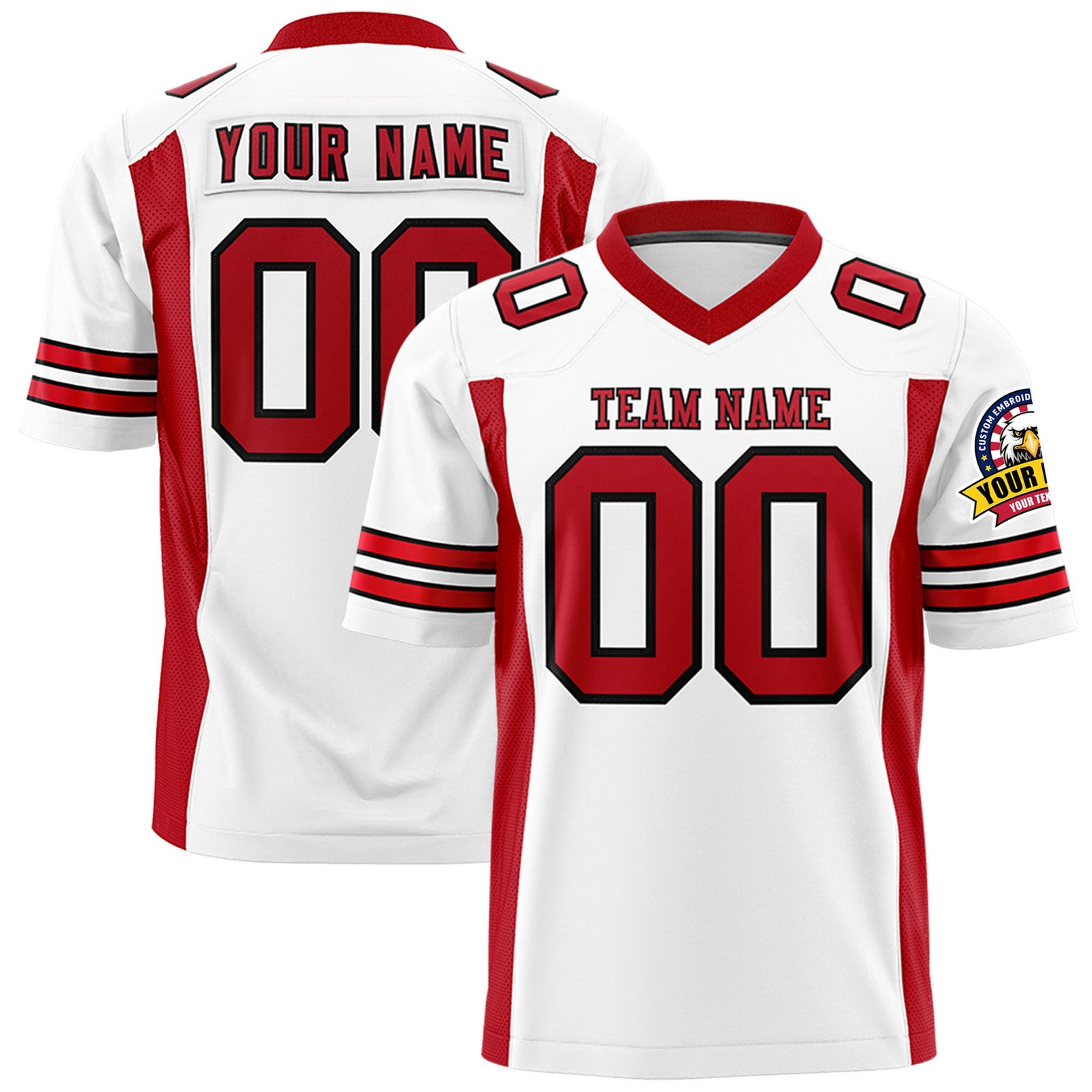 Custom White-Red Mesh Drift Fashion Football Jersey